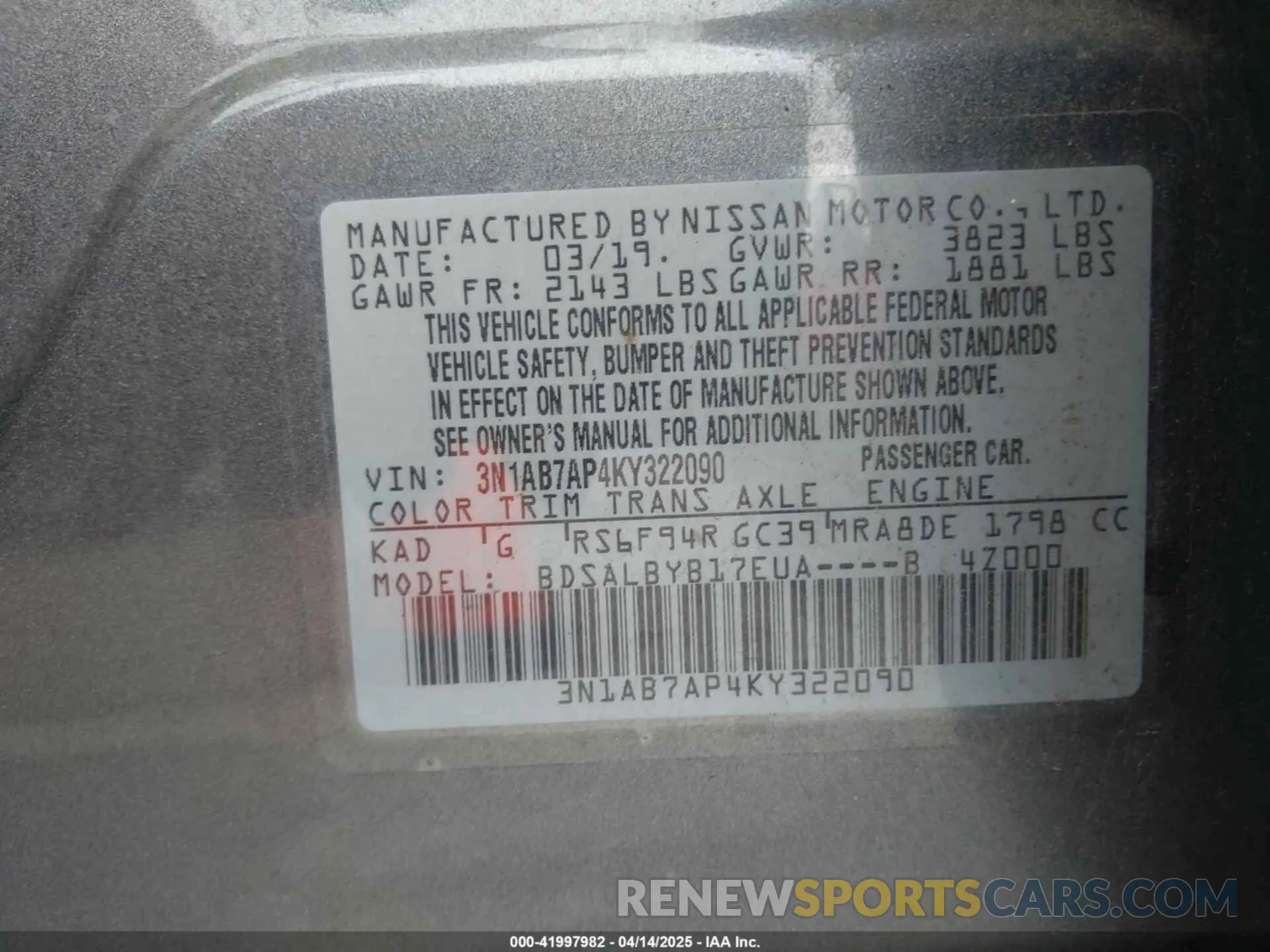 9 Photograph of a damaged car 3N1AB7AP4KY322090 NISSAN SENTRA 2019