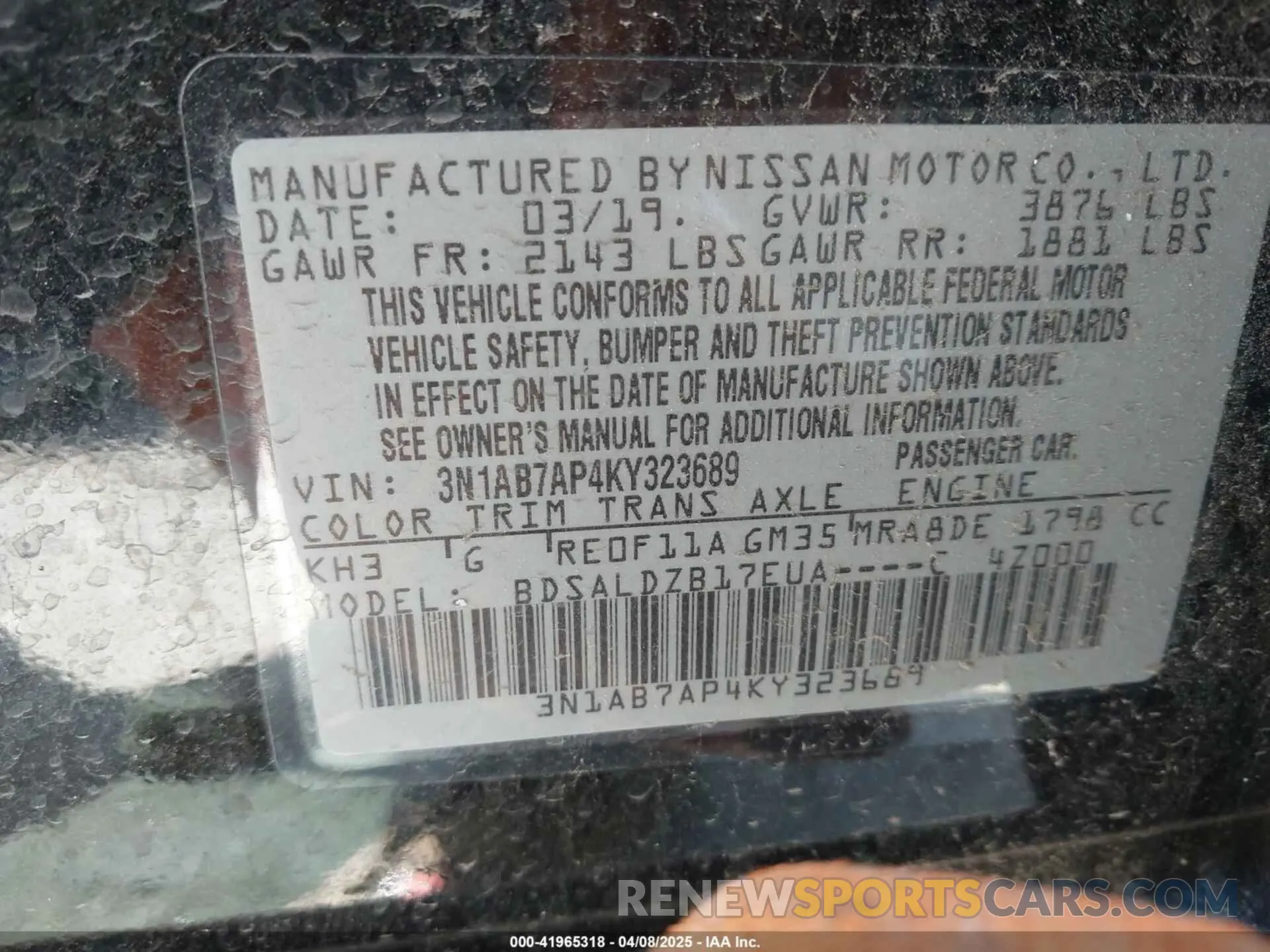 9 Фотография поврежденного автомобиля 3N1AB7AP4KY323689 NISSAN SENTRA 2019
