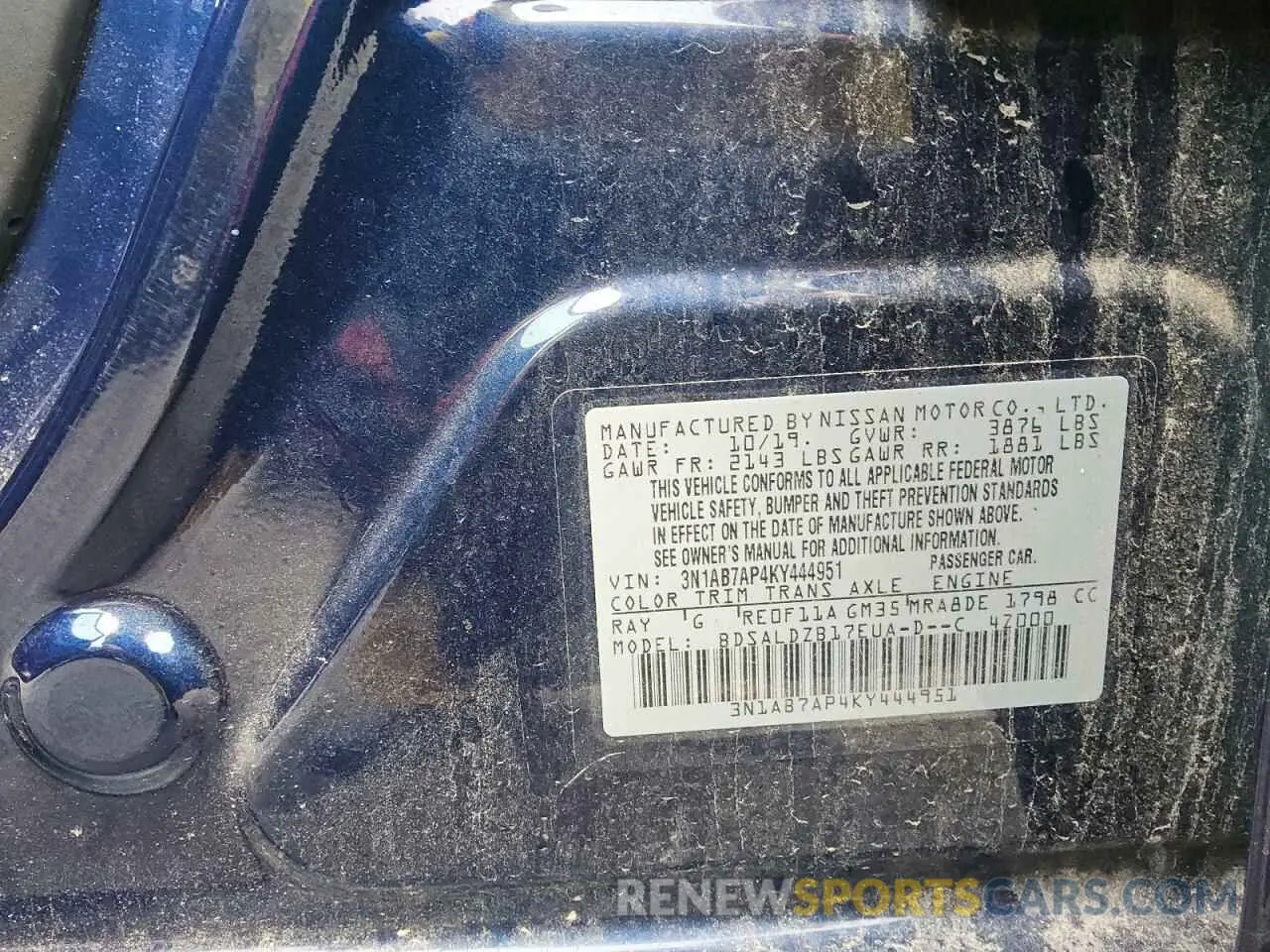 12 Photograph of a damaged car 3N1AB7AP4KY444951 NISSAN SENTRA 2019