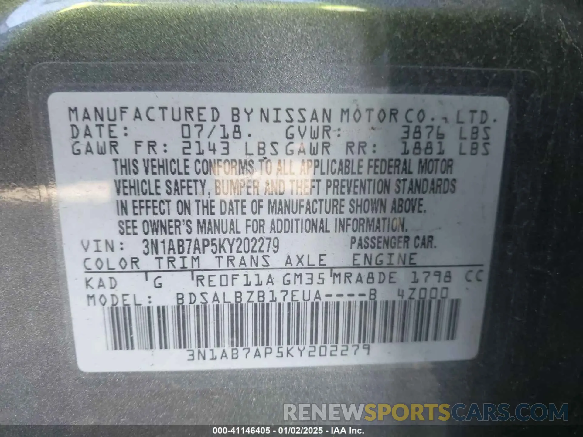 9 Photograph of a damaged car 3N1AB7AP5KY202279 NISSAN SENTRA 2019