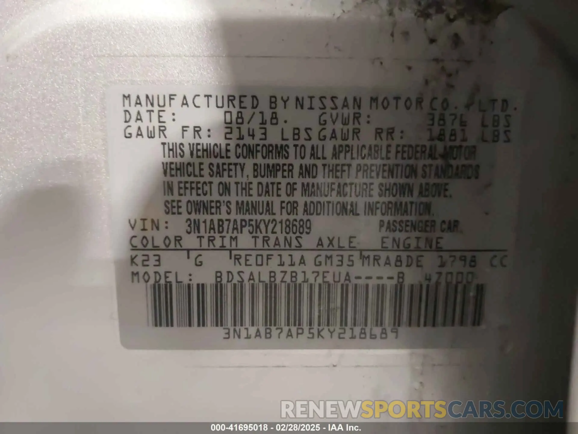 9 Фотография поврежденного автомобиля 3N1AB7AP5KY218689 NISSAN SENTRA 2019