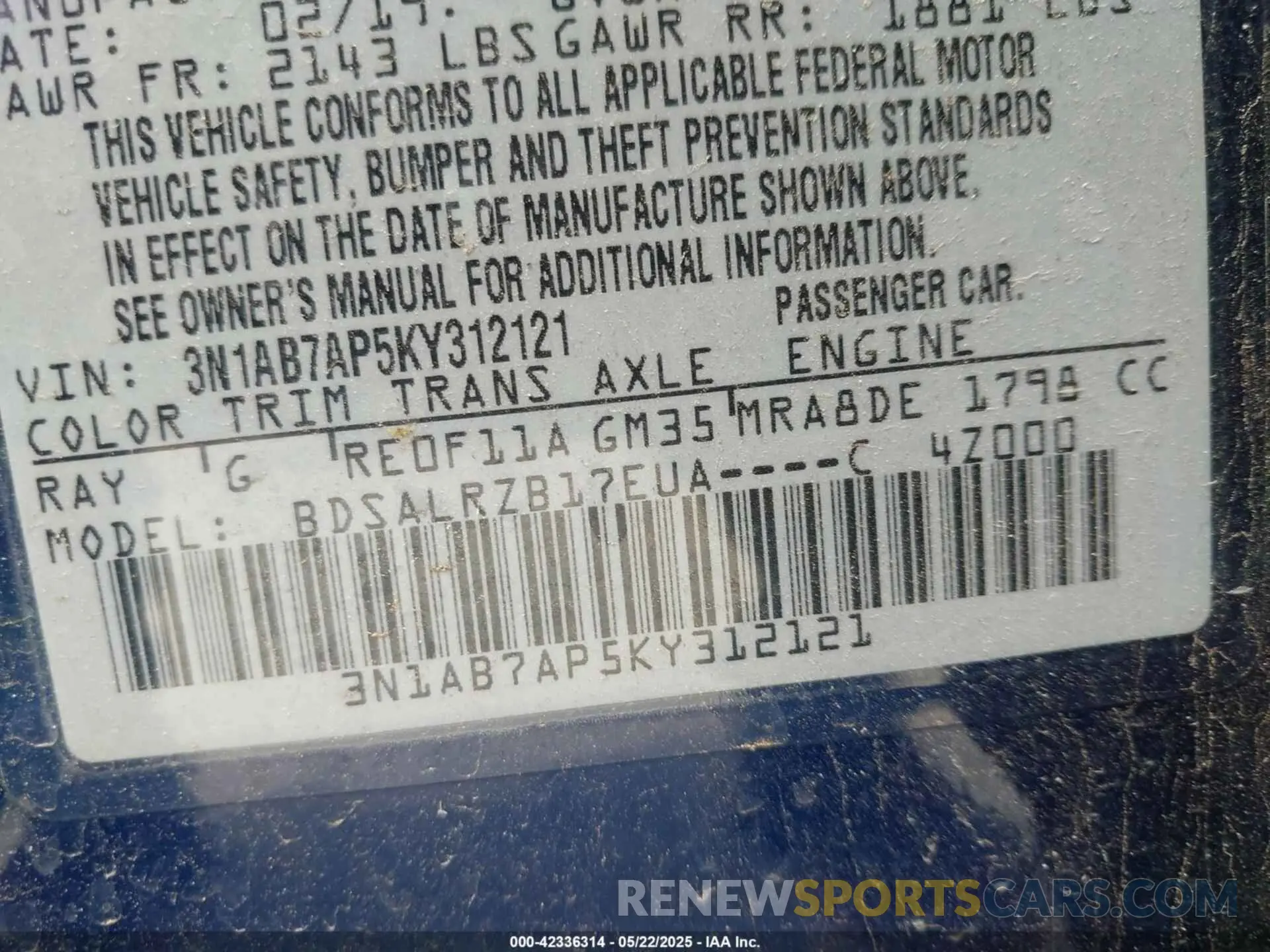 9 Photograph of a damaged car 3N1AB7AP5KY312121 NISSAN SENTRA 2019
