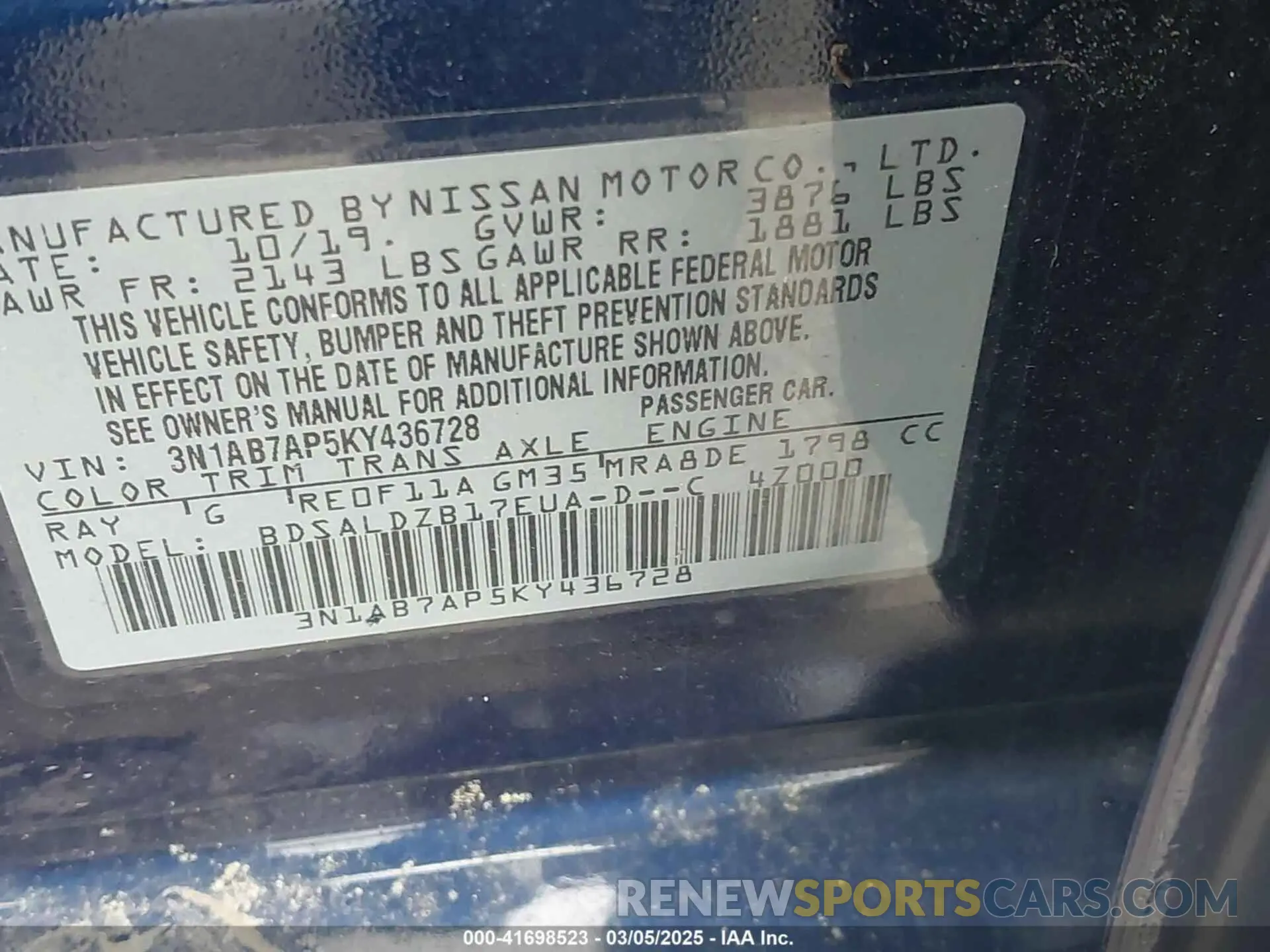 9 Photograph of a damaged car 3N1AB7AP5KY436728 NISSAN SENTRA 2019