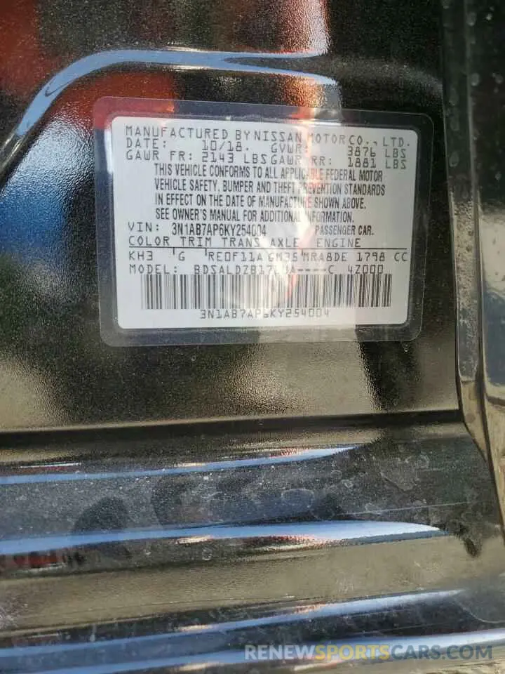 12 Фотография поврежденного автомобиля 3N1AB7AP6KY254004 NISSAN SENTRA 2019