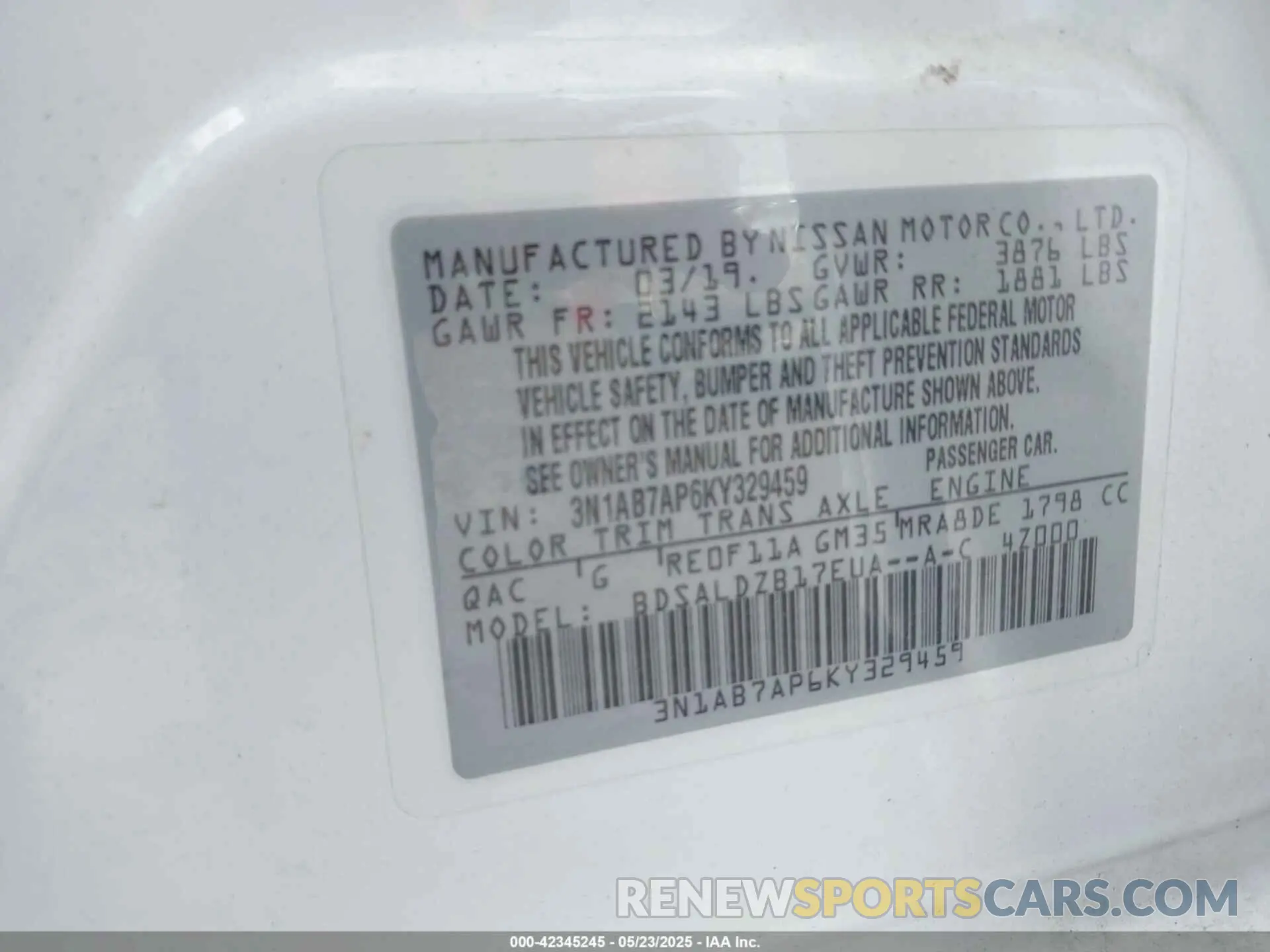 9 Photograph of a damaged car 3N1AB7AP6KY329459 NISSAN SENTRA 2019