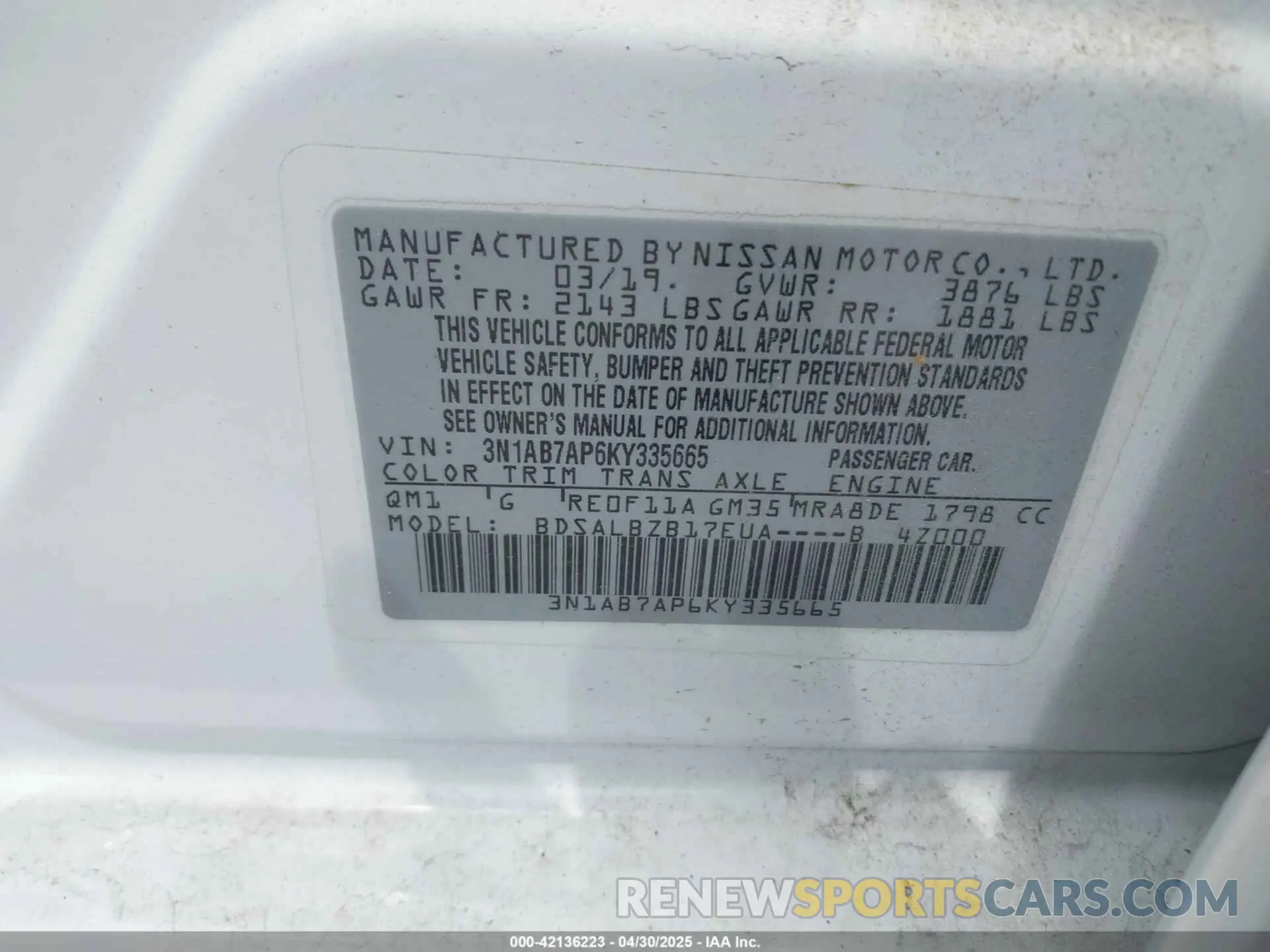 9 Фотография поврежденного автомобиля 3N1AB7AP6KY335665 NISSAN SENTRA 2019