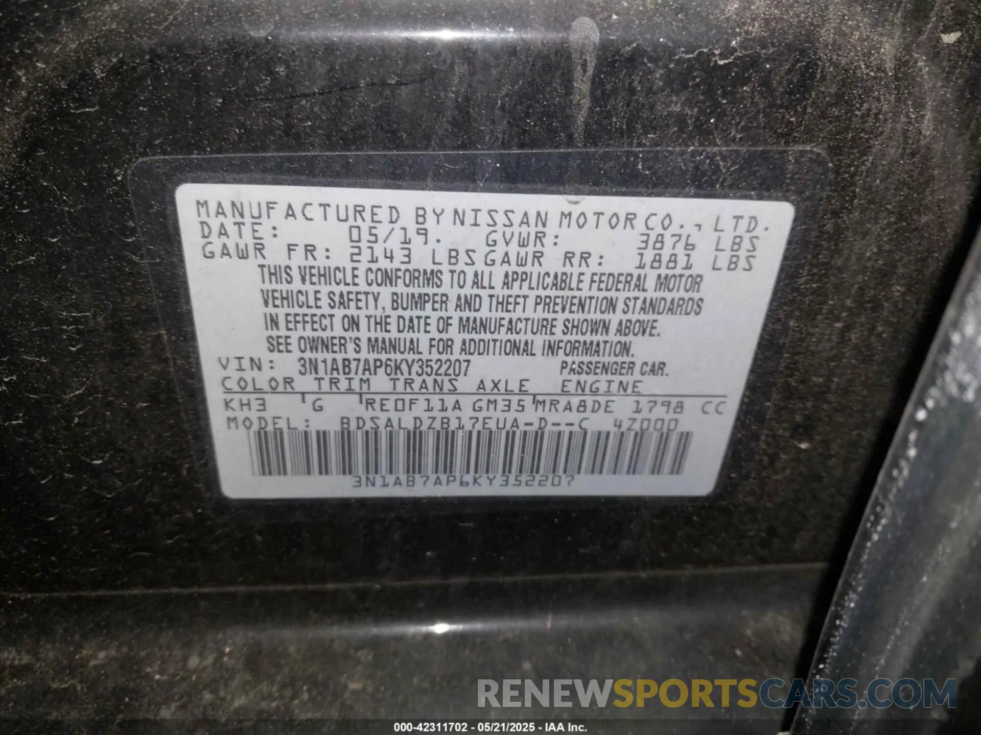 9 Фотография поврежденного автомобиля 3N1AB7AP6KY352207 NISSAN SENTRA 2019