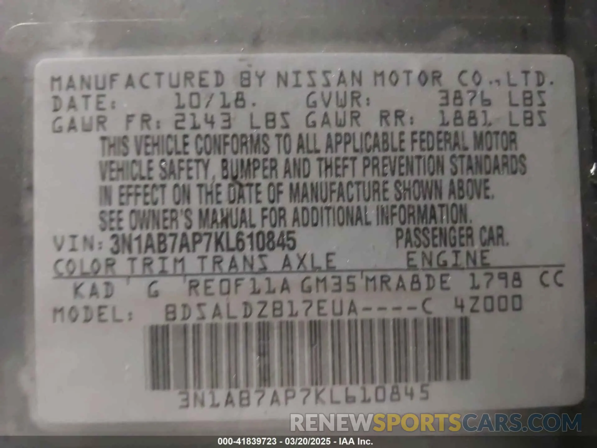 9 Photograph of a damaged car 3N1AB7AP7KL610845 NISSAN SENTRA 2019