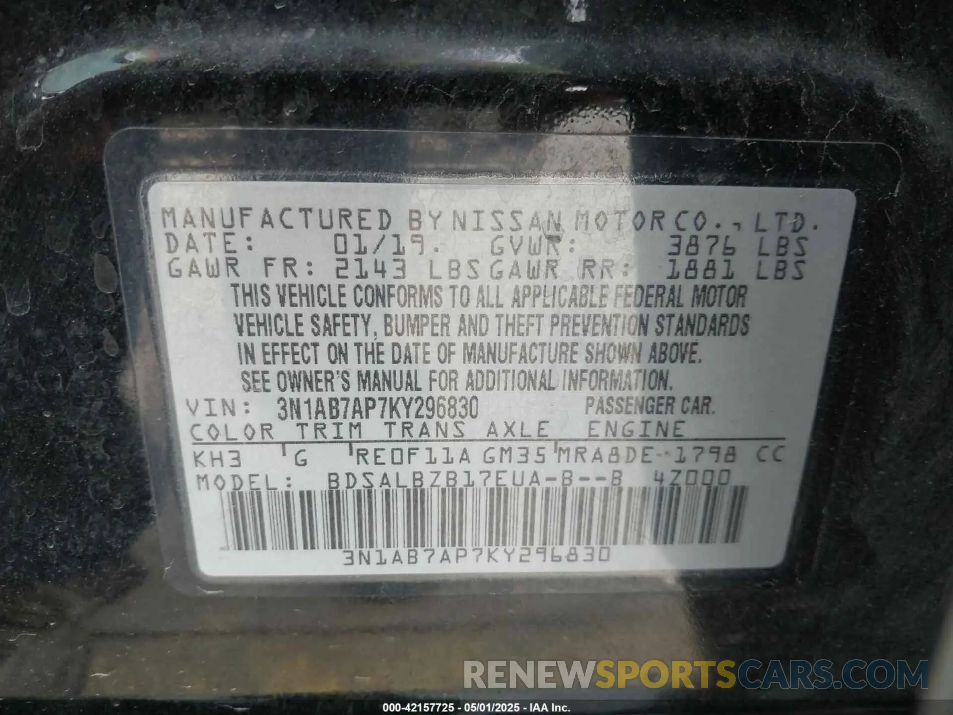 9 Фотография поврежденного автомобиля 3N1AB7AP7KY296830 NISSAN SENTRA 2019