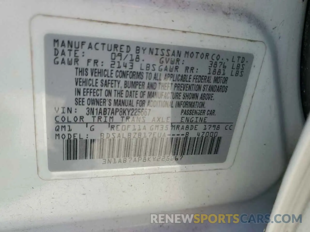 13 Photograph of a damaged car 3N1AB7AP8KY225667 NISSAN SENTRA 2019