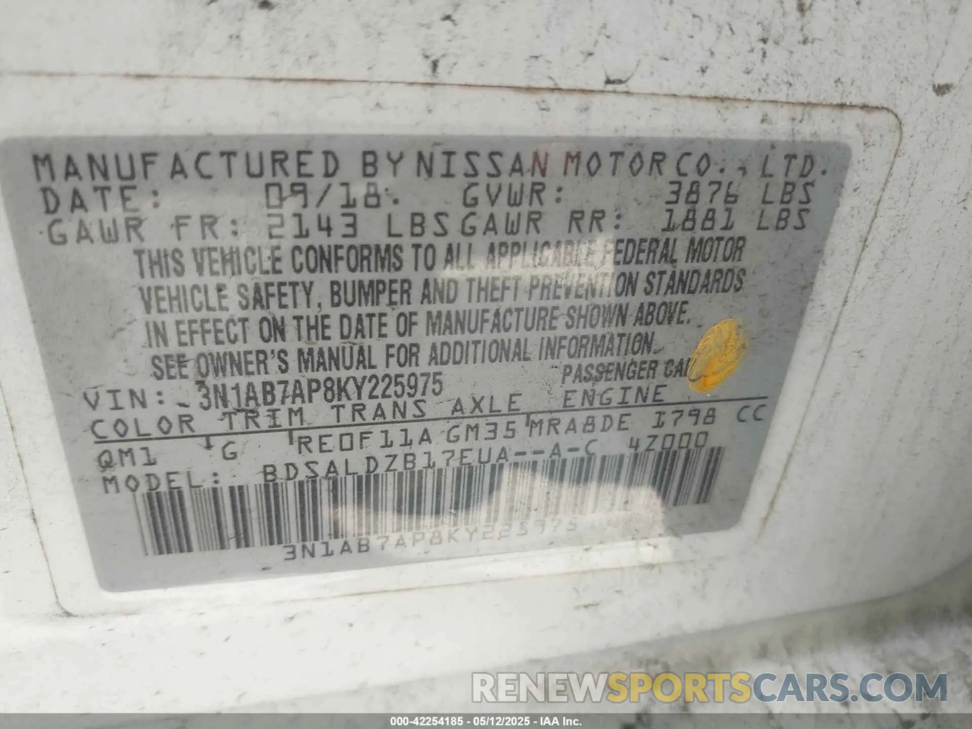 9 Photograph of a damaged car 3N1AB7AP8KY225975 NISSAN SENTRA 2019