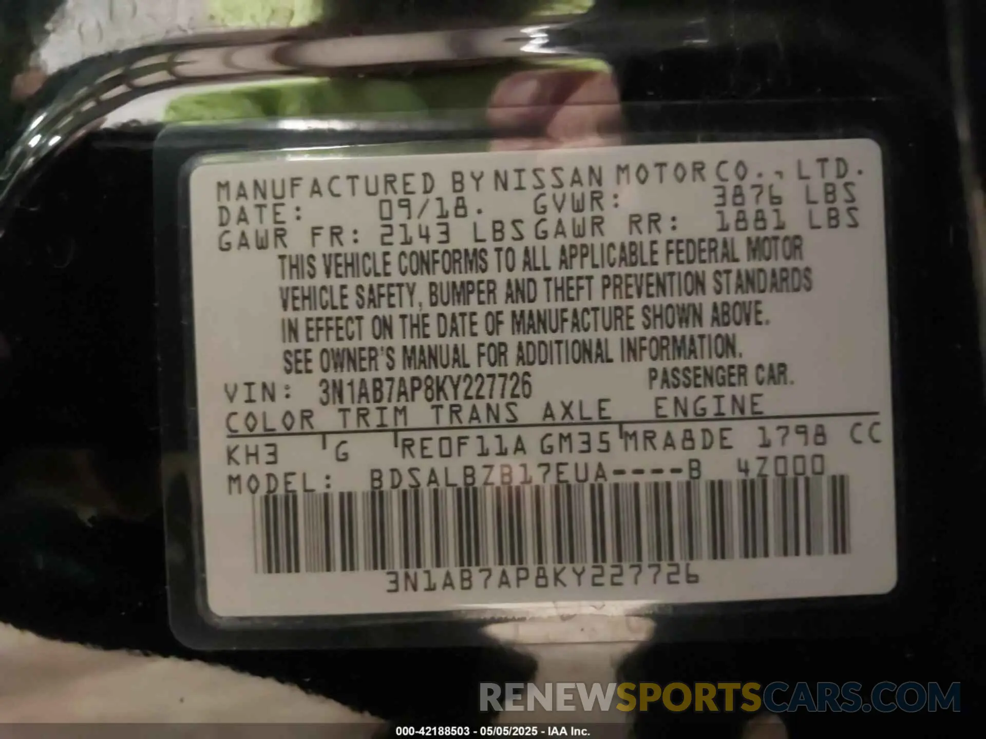 9 Photograph of a damaged car 3N1AB7AP8KY227726 NISSAN SENTRA 2019