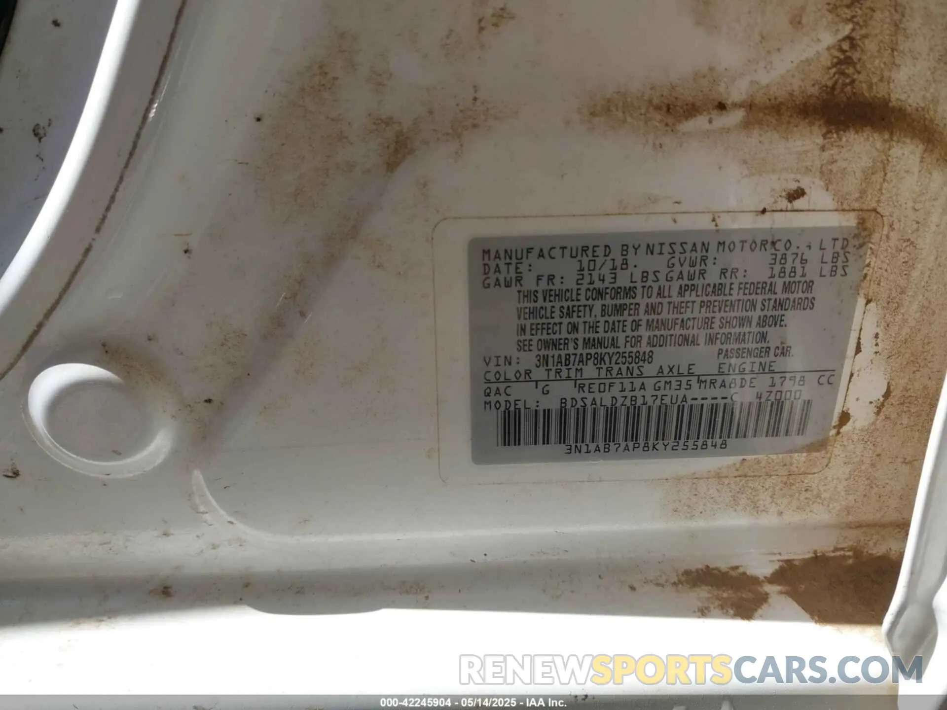 9 Фотография поврежденного автомобиля 3N1AB7AP8KY255848 NISSAN SENTRA 2019