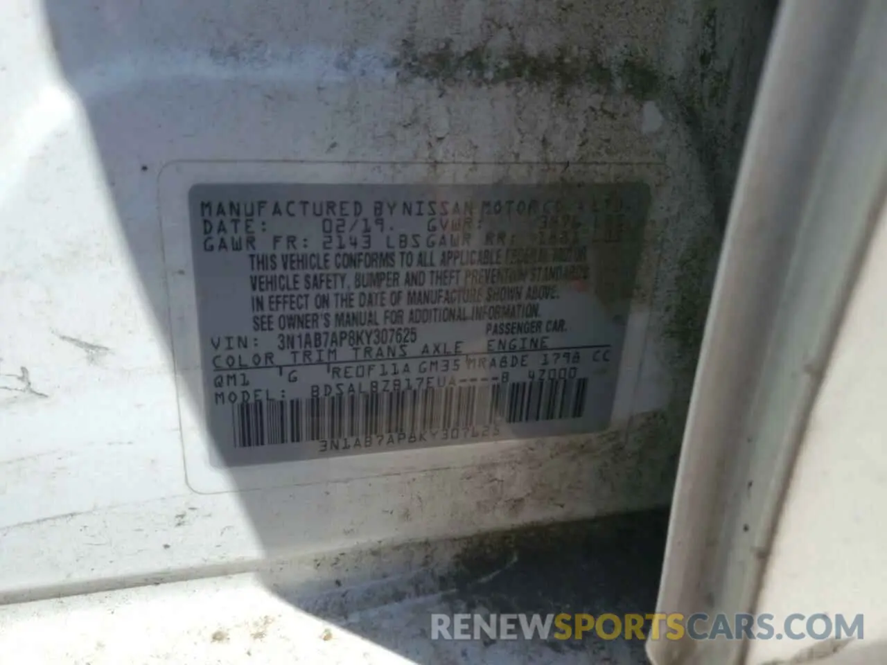 13 Photograph of a damaged car 3N1AB7AP8KY307625 NISSAN SENTRA 2019