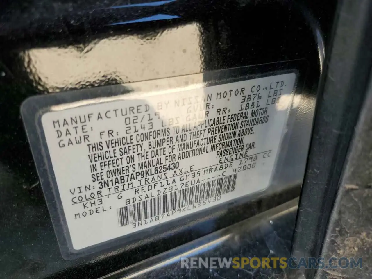 15 Photograph of a damaged car 3N1AB7AP9KL625430 NISSAN SENTRA 2019