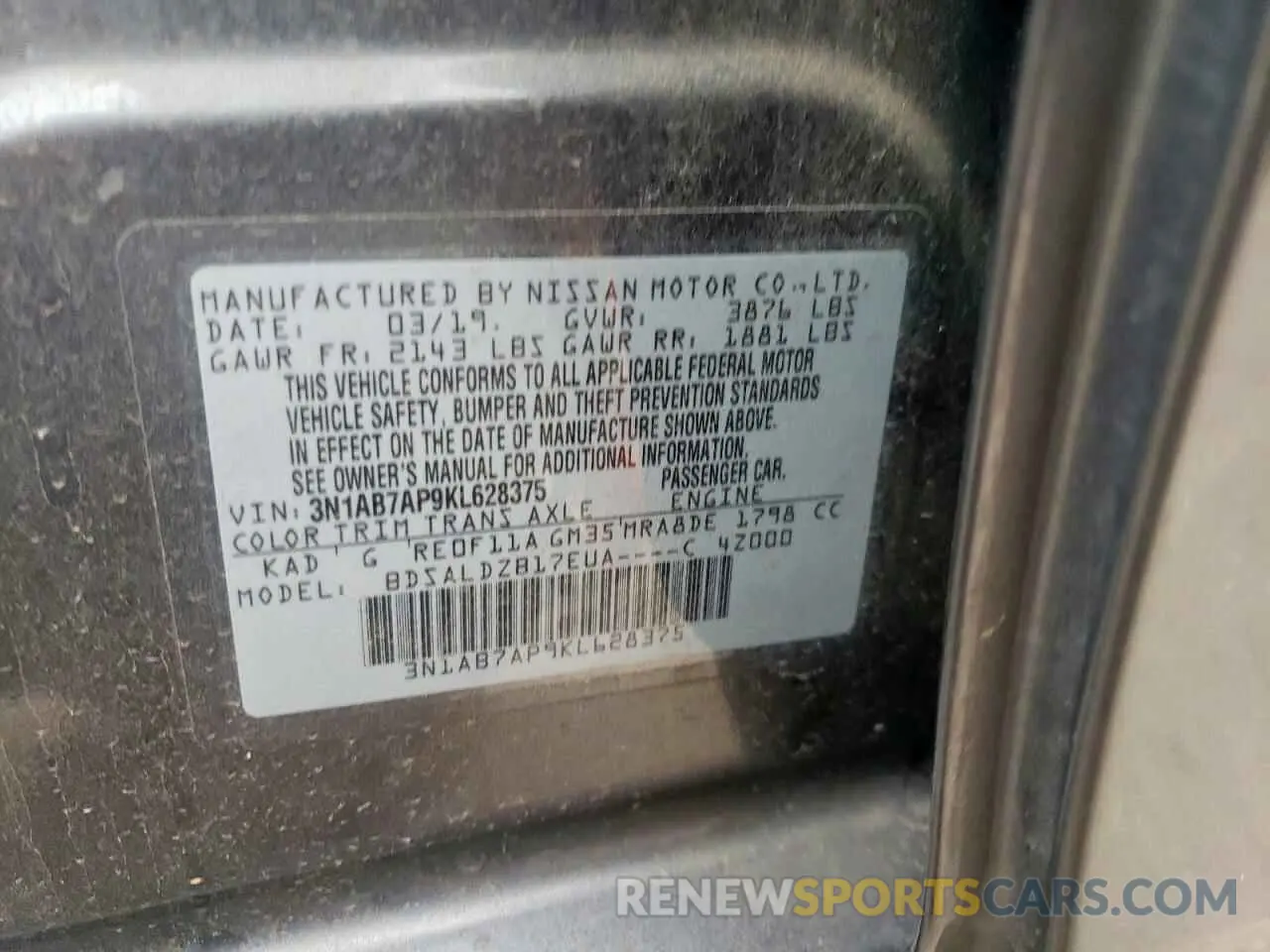 14 Фотография поврежденного автомобиля 3N1AB7AP9KL628375 NISSAN SENTRA 2019