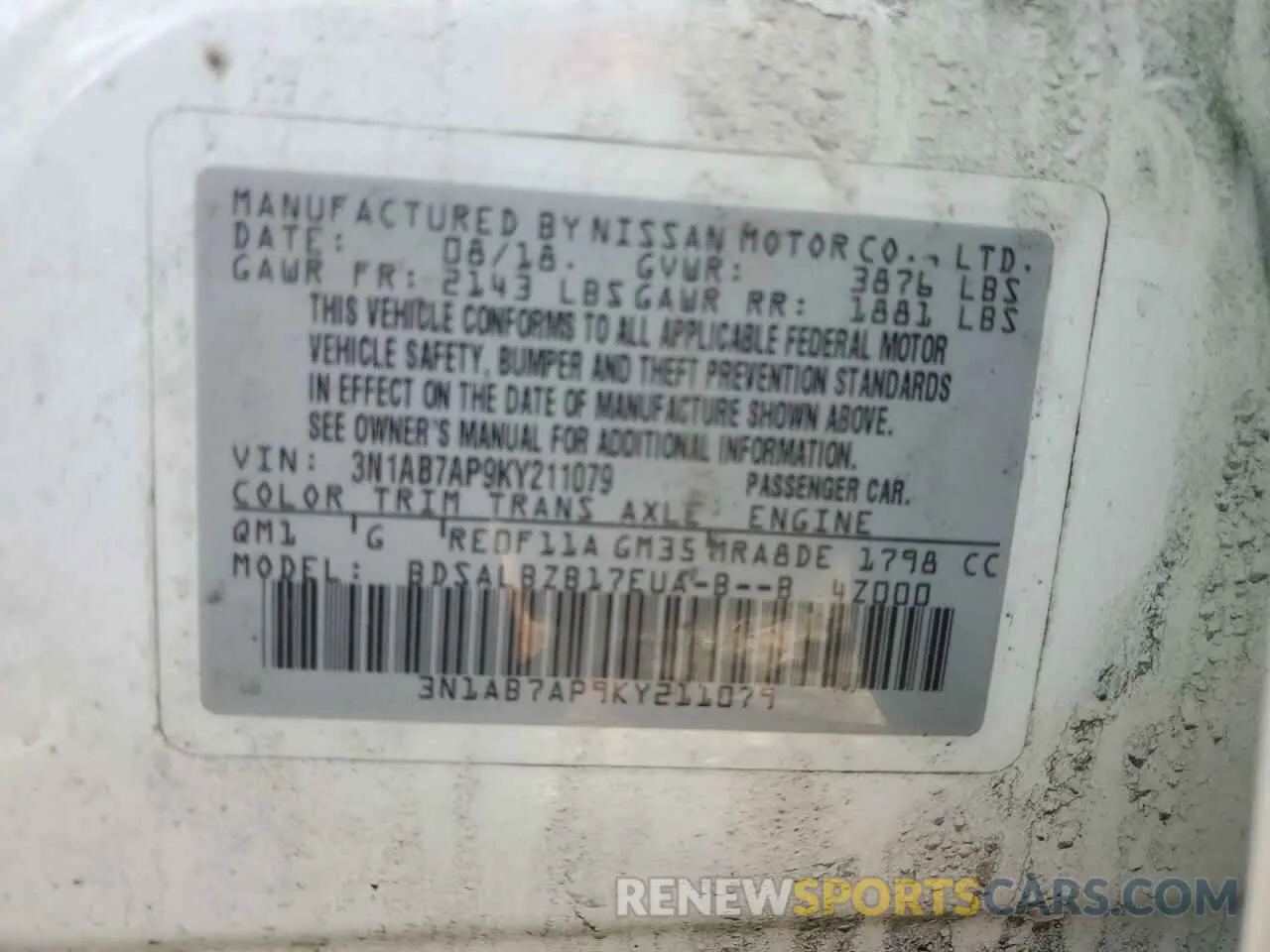 12 Photograph of a damaged car 3N1AB7AP9KY211079 NISSAN SENTRA 2019