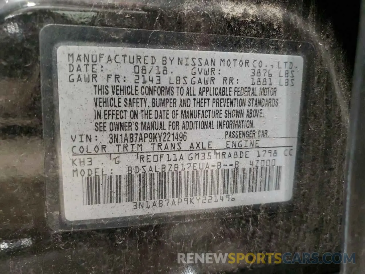 12 Фотография поврежденного автомобиля 3N1AB7AP9KY221496 NISSAN SENTRA 2019