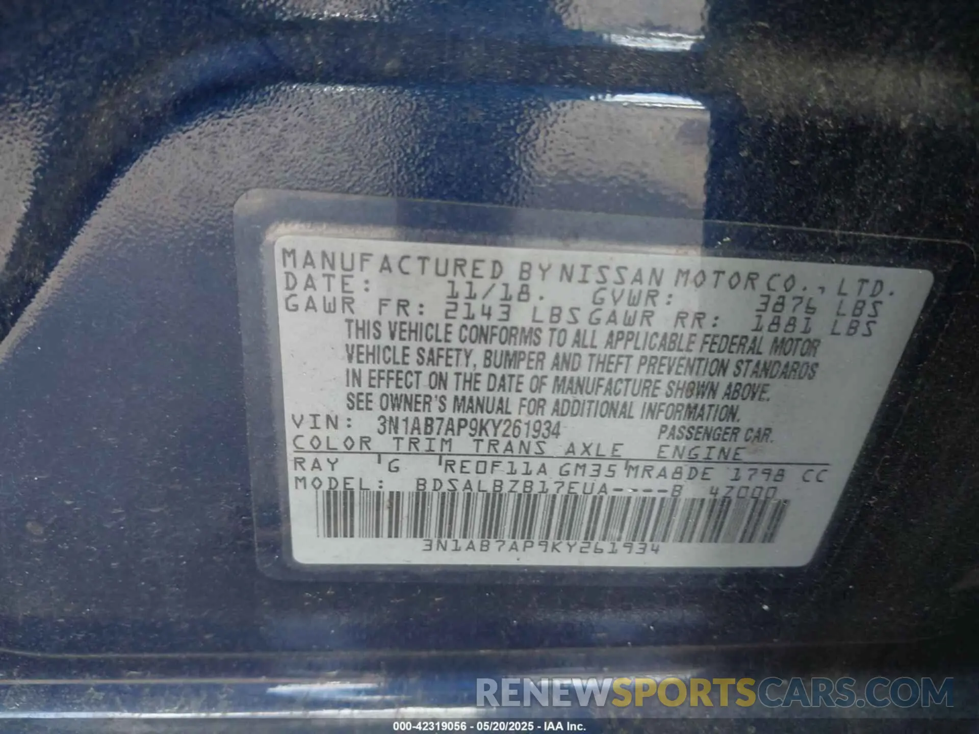9 Photograph of a damaged car 3N1AB7AP9KY261934 NISSAN SENTRA 2019