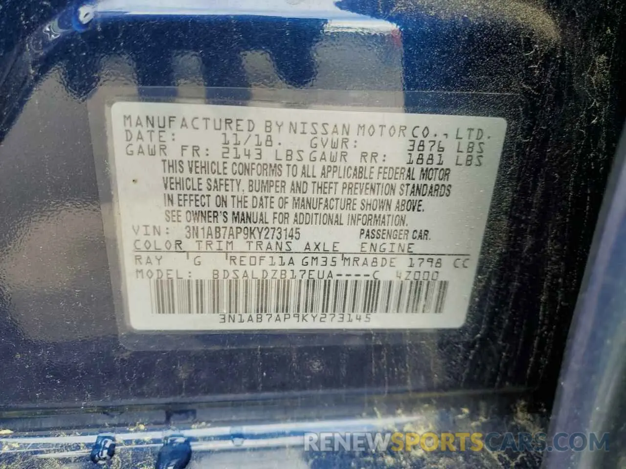 12 Photograph of a damaged car 3N1AB7AP9KY273145 NISSAN SENTRA 2019