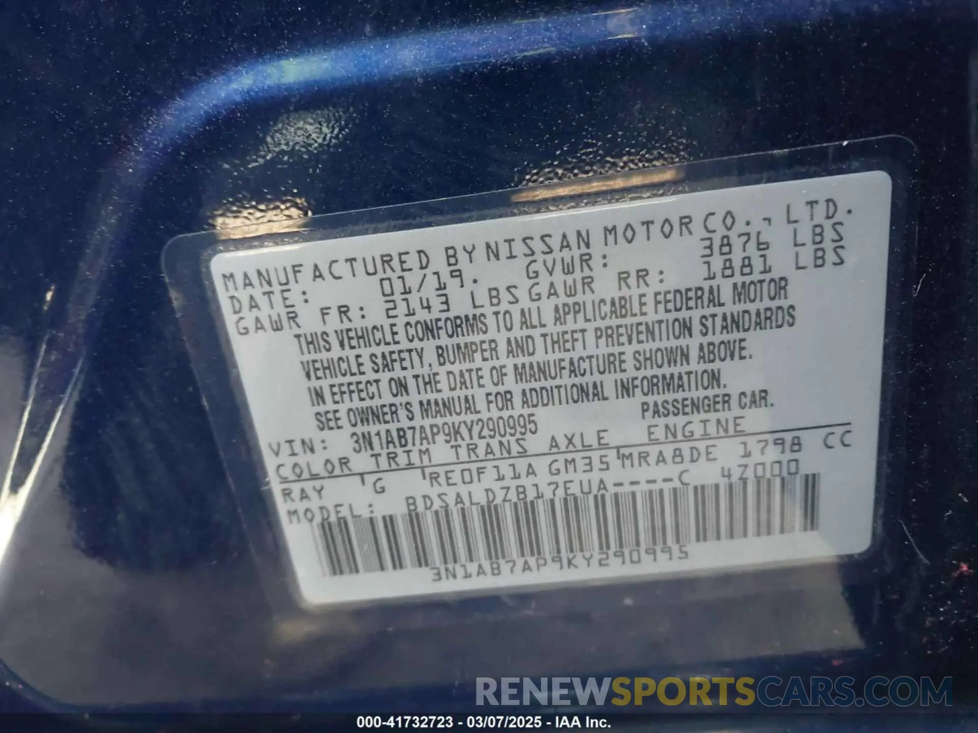 9 Photograph of a damaged car 3N1AB7AP9KY290995 NISSAN SENTRA 2019