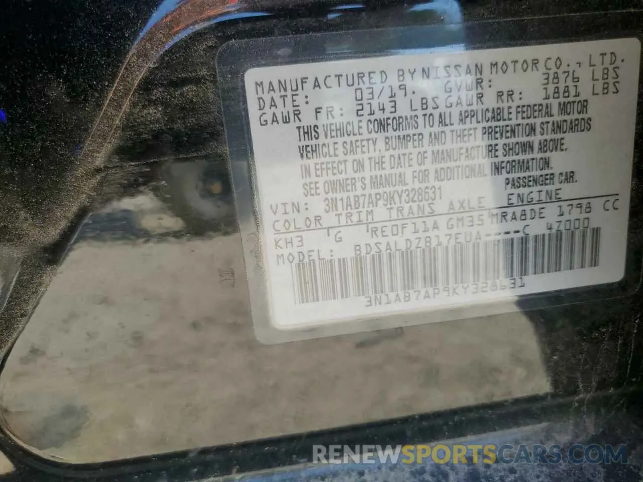 12 Photograph of a damaged car 3N1AB7AP9KY328631 NISSAN SENTRA 2019