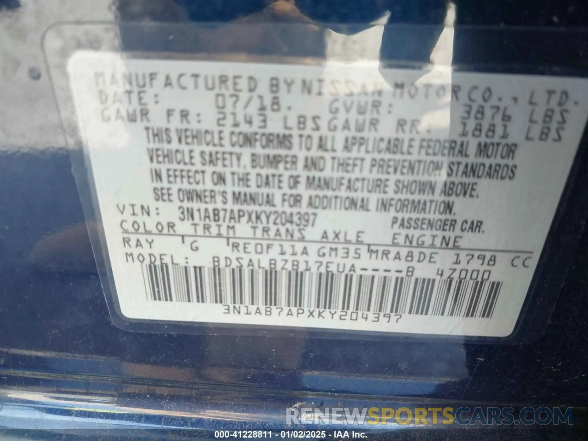 9 Photograph of a damaged car 3N1AB7APXKY204397 NISSAN SENTRA 2019
