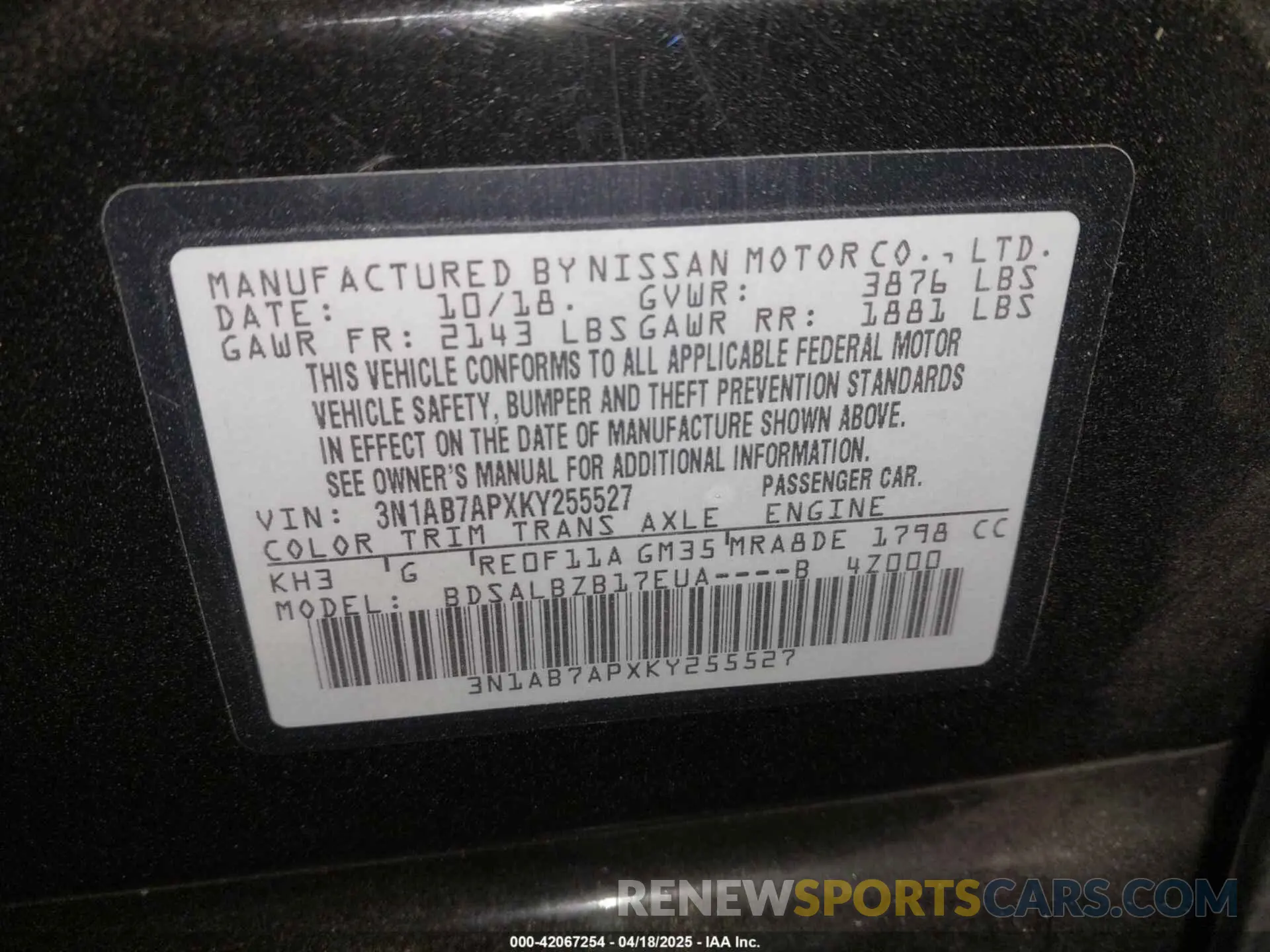 9 Фотография поврежденного автомобиля 3N1AB7APXKY255527 NISSAN SENTRA 2019