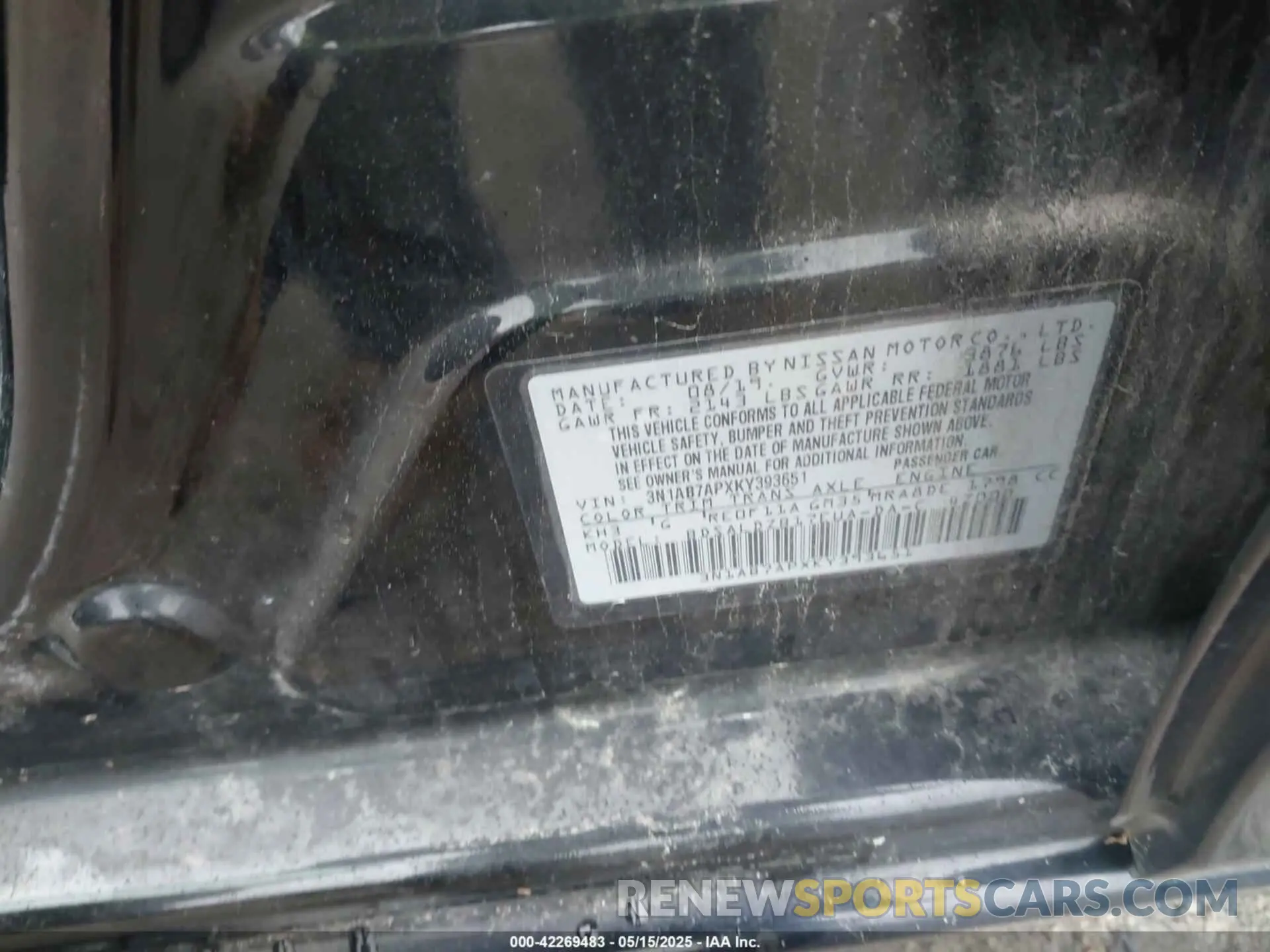 9 Фотография поврежденного автомобиля 3N1AB7APXKY393651 NISSAN SENTRA 2019
