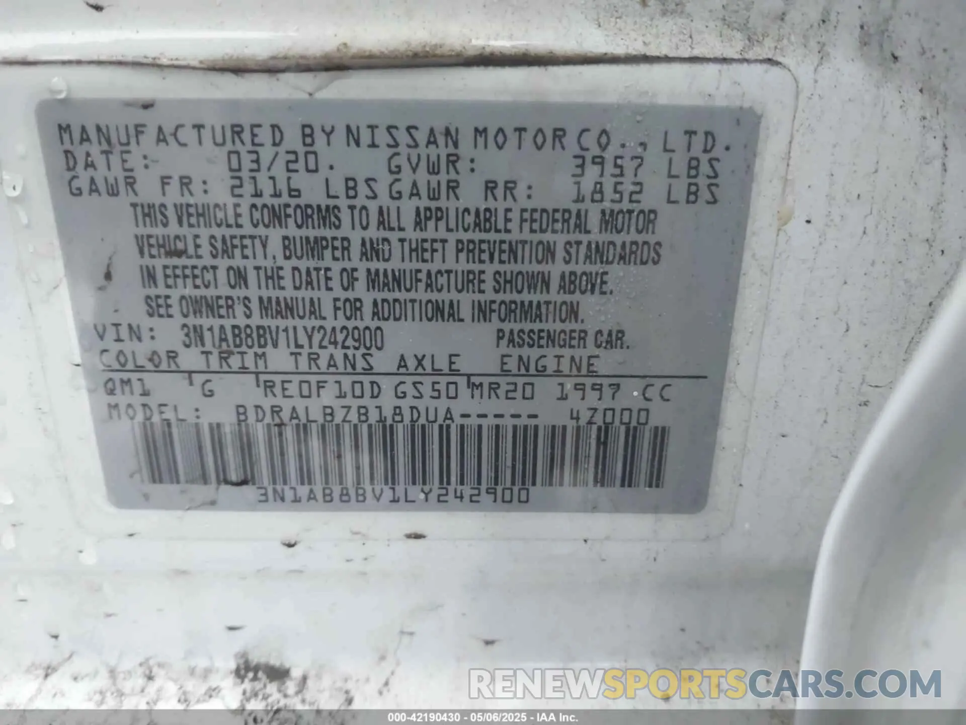 9 Photograph of a damaged car 3N1AB8BV1LY242900 NISSAN SENTRA 2020