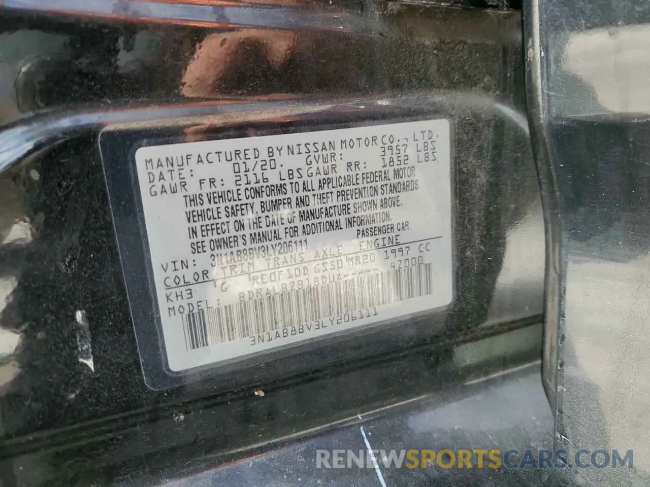 12 Photograph of a damaged car 3N1AB8BV3LY206111 NISSAN SENTRA 2020