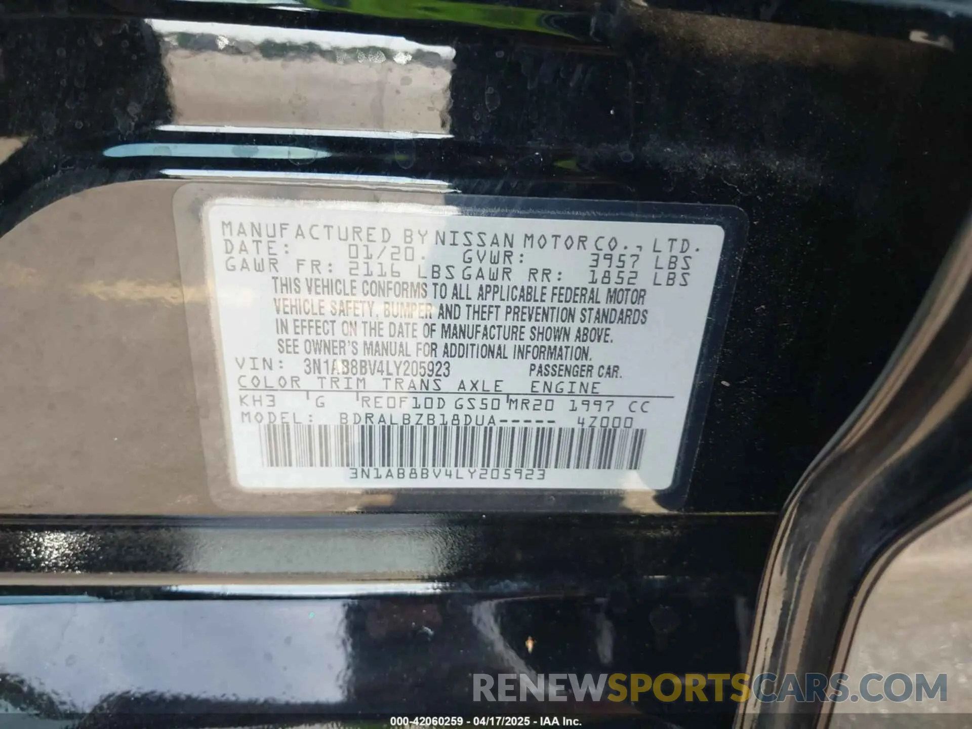 9 Фотография поврежденного автомобиля 3N1AB8BV4LY205923 NISSAN SENTRA 2020