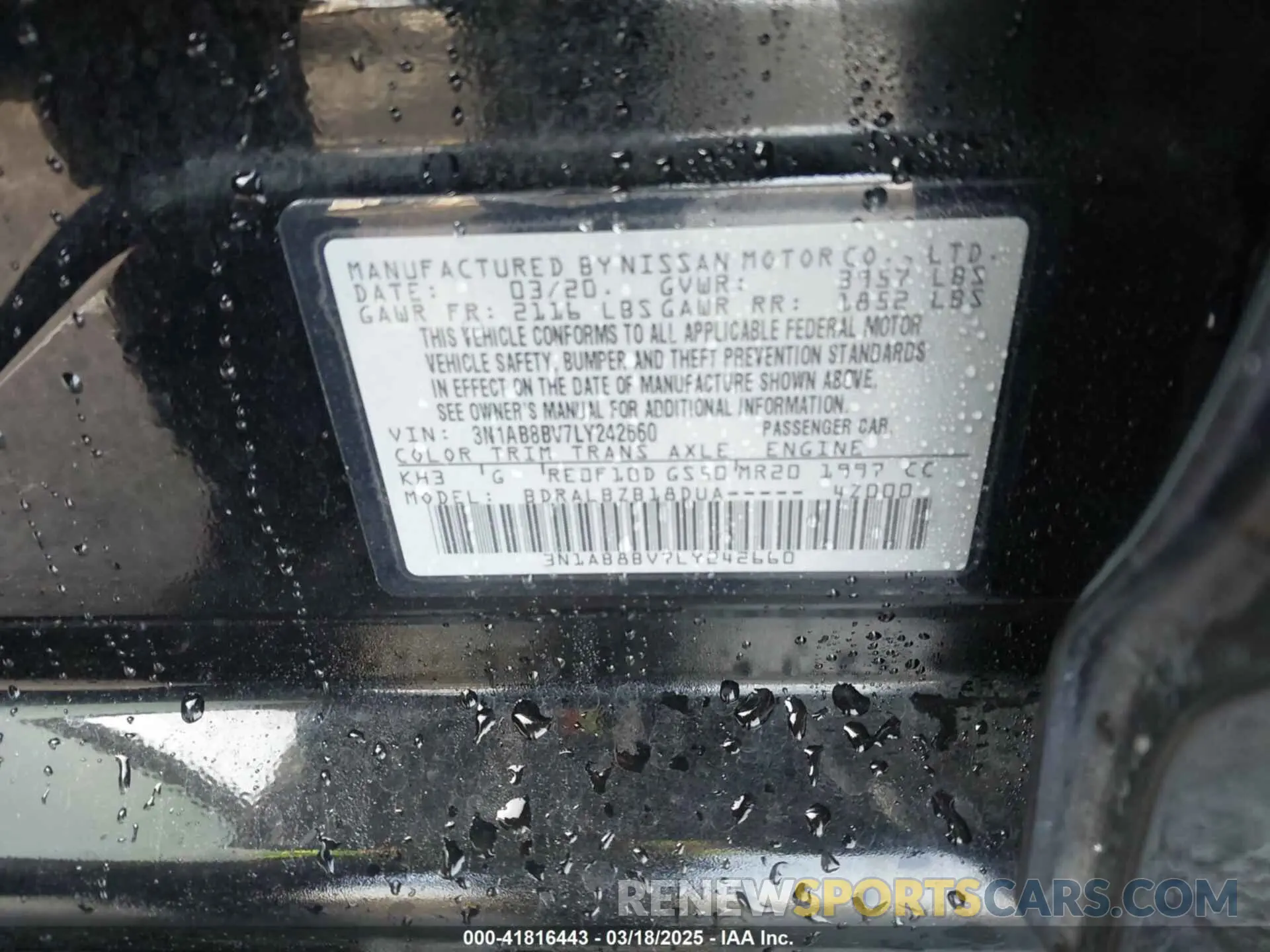 9 Photograph of a damaged car 3N1AB8BV7LY242660 NISSAN SENTRA 2020