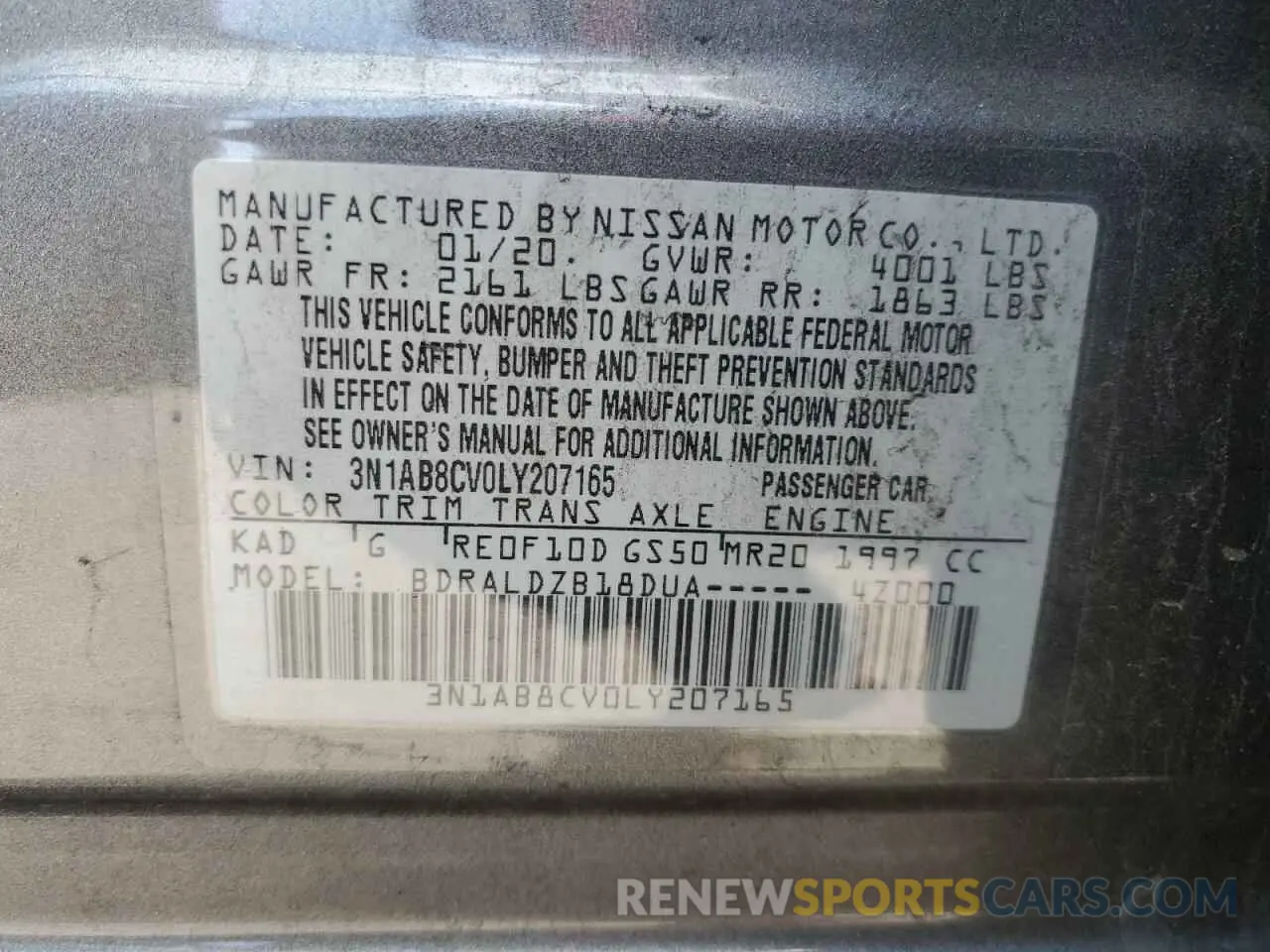14 Photograph of a damaged car 3N1AB8CV0LY207165 NISSAN SENTRA 2020