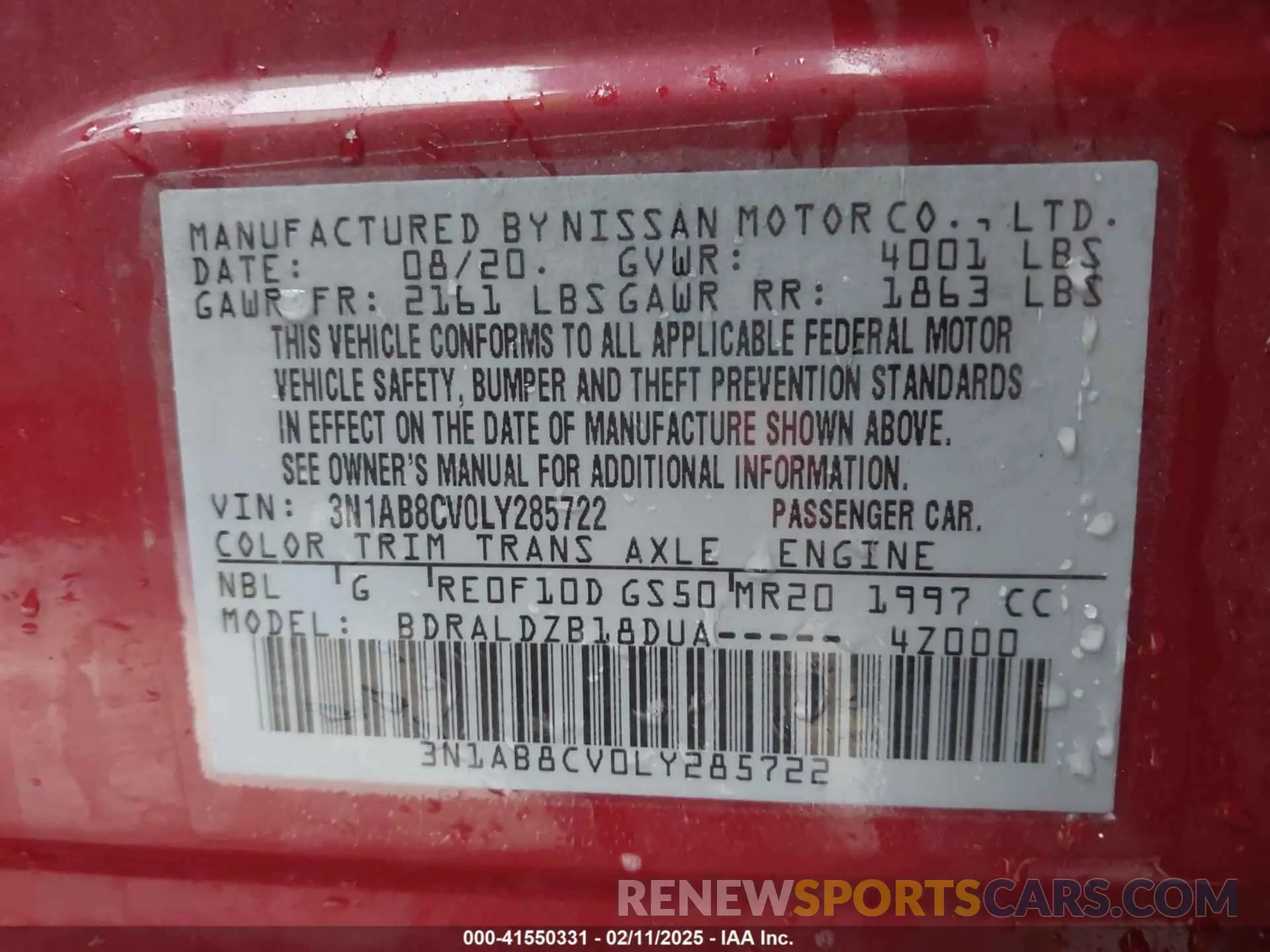 9 Photograph of a damaged car 3N1AB8CV0LY285722 NISSAN SENTRA 2020