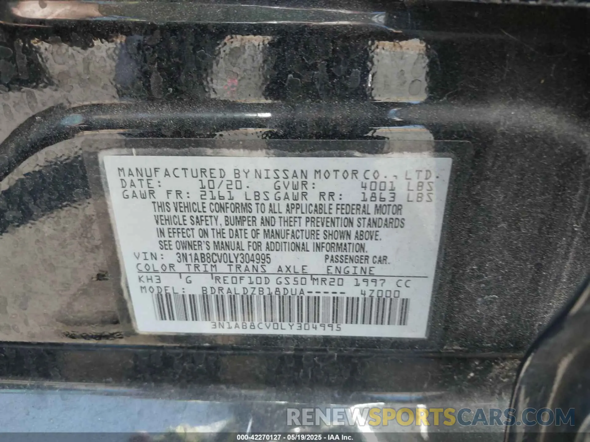 9 Фотография поврежденного автомобиля 3N1AB8CV0LY304995 NISSAN SENTRA 2020
