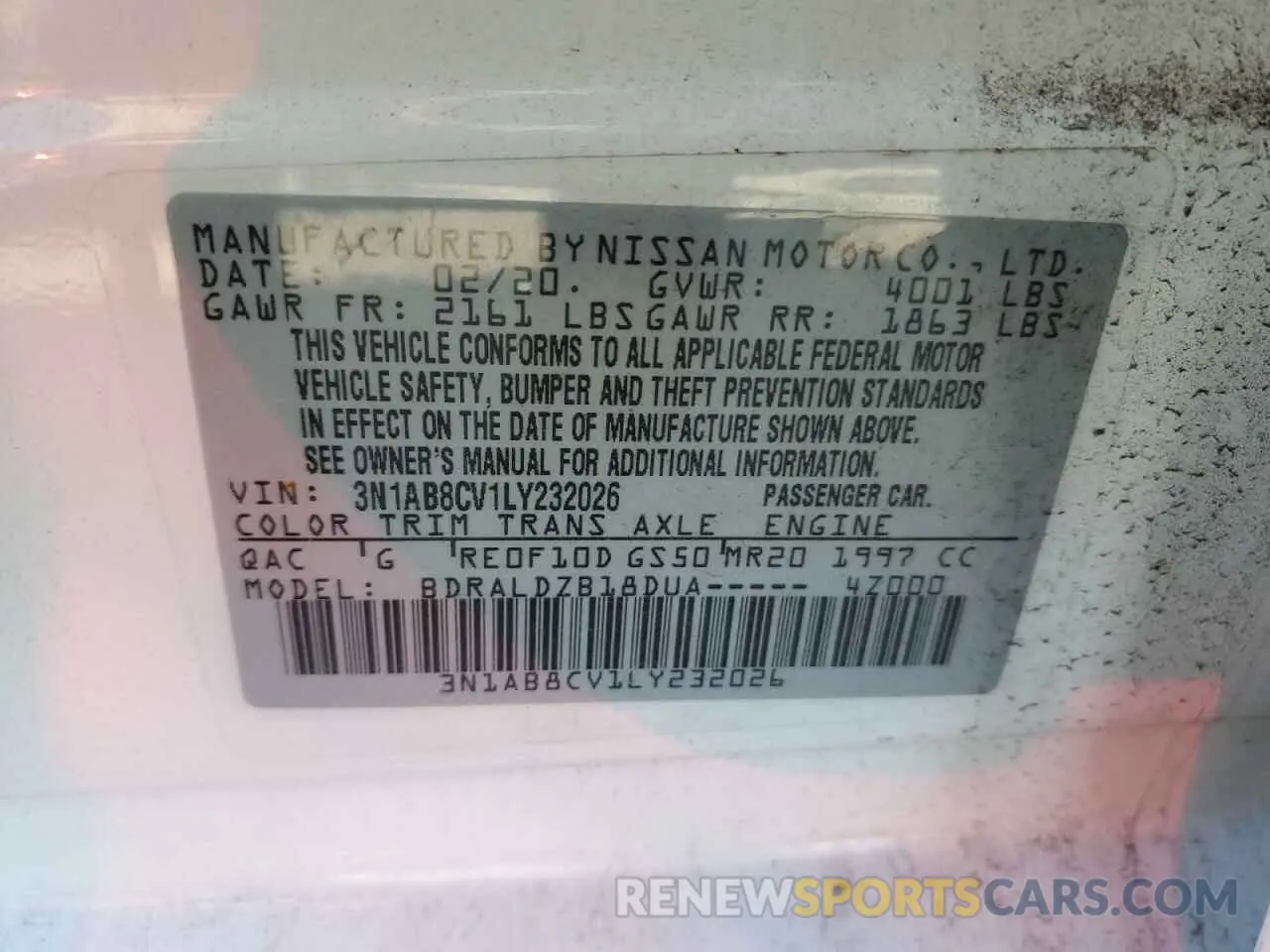 12 Фотография поврежденного автомобиля 3N1AB8CV1LY232026 NISSAN SENTRA 2020