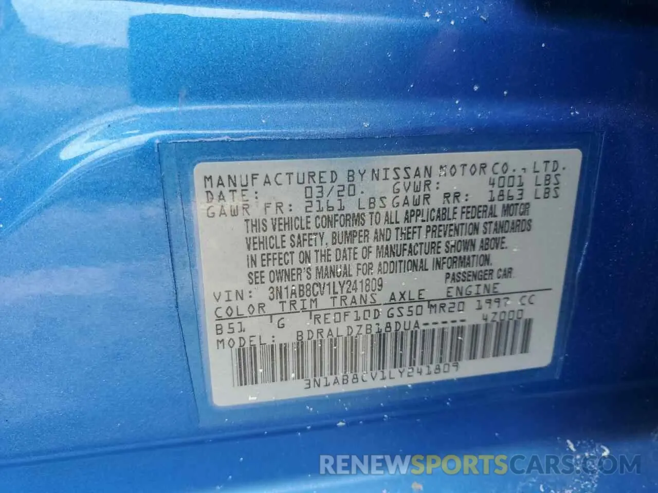 15 Фотография поврежденного автомобиля 3N1AB8CV1LY241809 NISSAN SENTRA 2020
