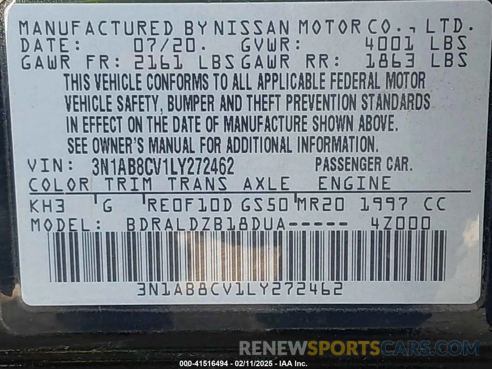 9 Photograph of a damaged car 3N1AB8CV1LY272462 NISSAN SENTRA 2020
