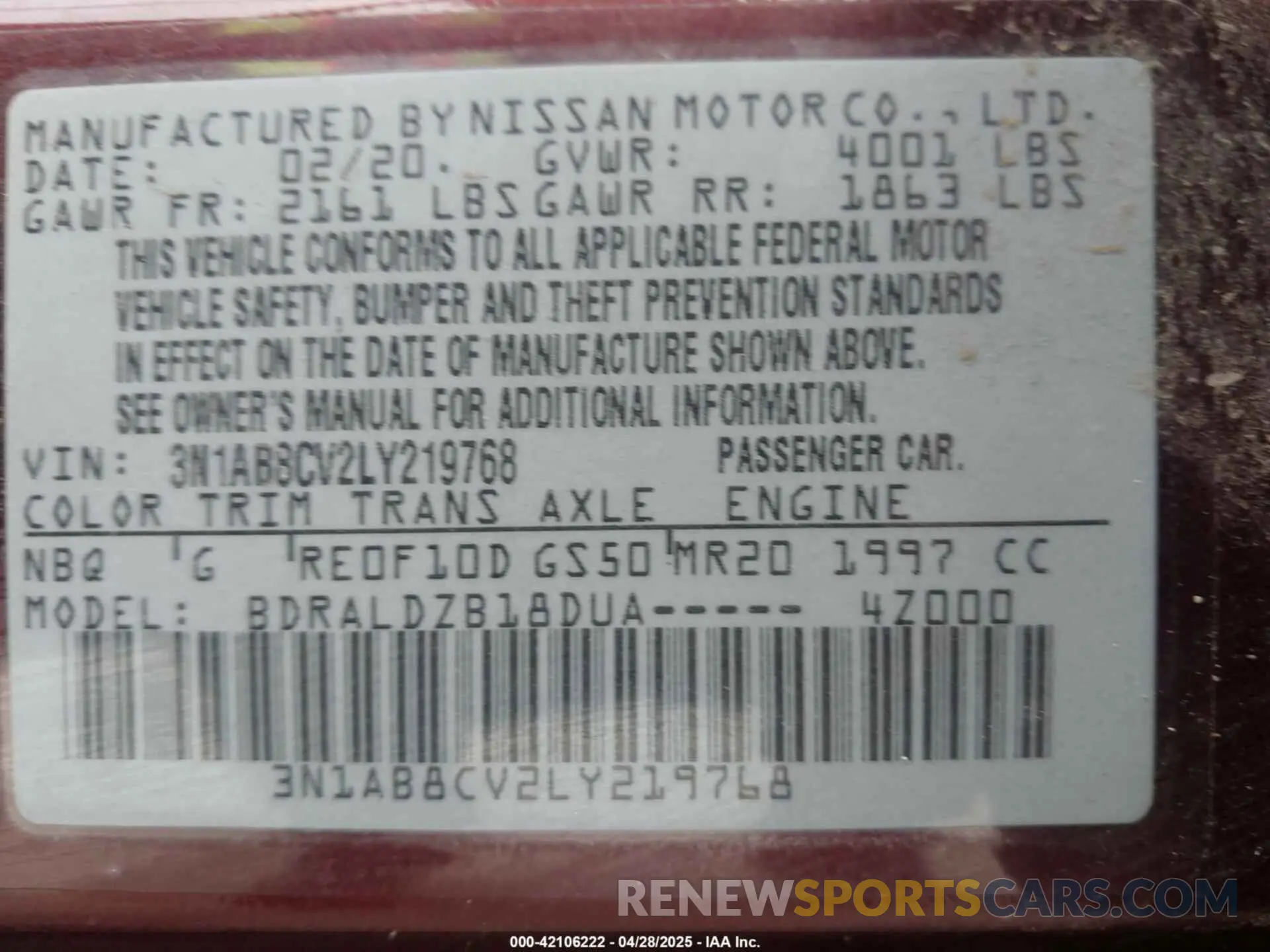 9 Photograph of a damaged car 3N1AB8CV2LY219768 NISSAN SENTRA 2020