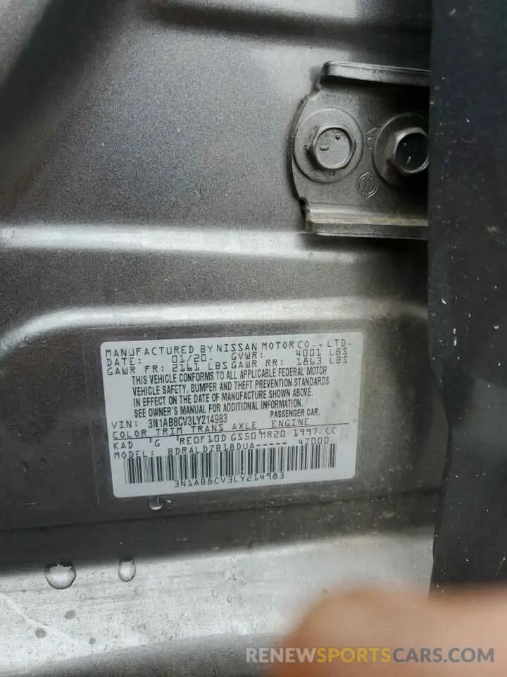 12 Photograph of a damaged car 3N1AB8CV3LY214983 NISSAN SENTRA 2020