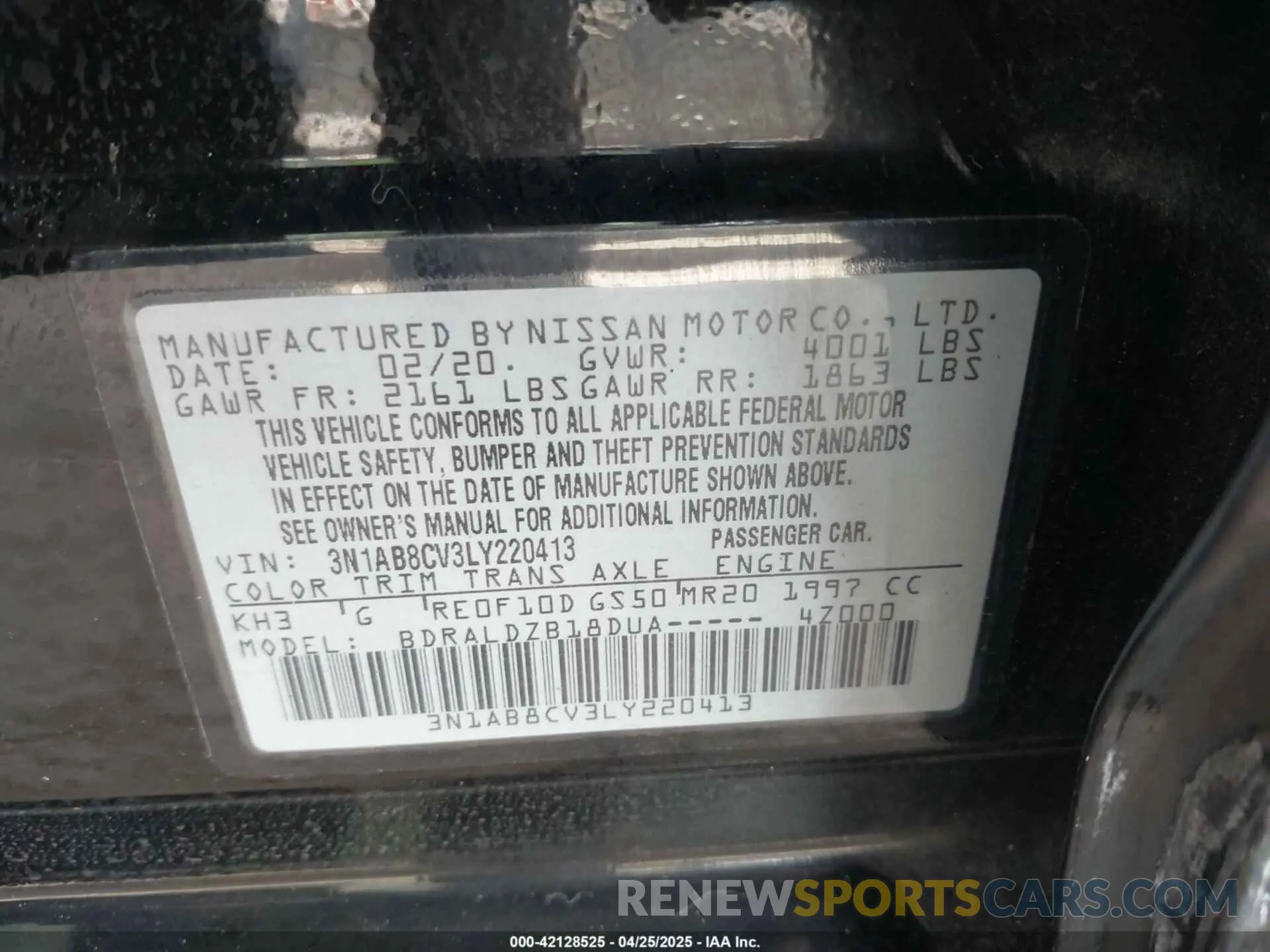 9 Фотография поврежденного автомобиля 3N1AB8CV3LY220413 NISSAN SENTRA 2020