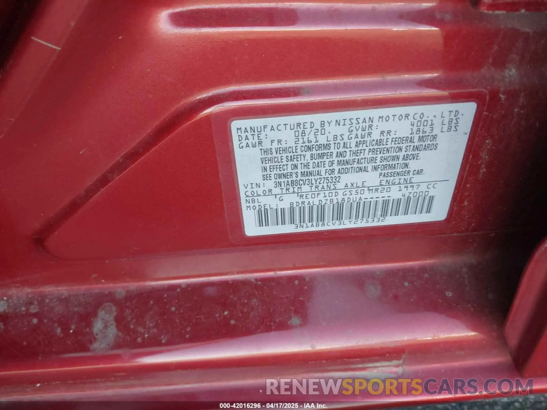 9 Photograph of a damaged car 3N1AB8CV3LY275332 NISSAN SENTRA 2020