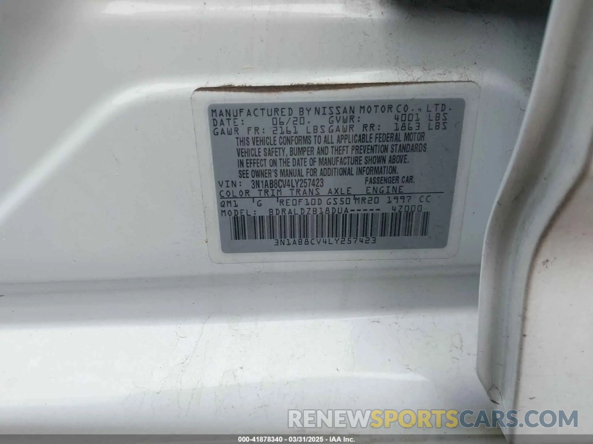 9 Фотография поврежденного автомобиля 3N1AB8CV4LY257423 NISSAN SENTRA 2020