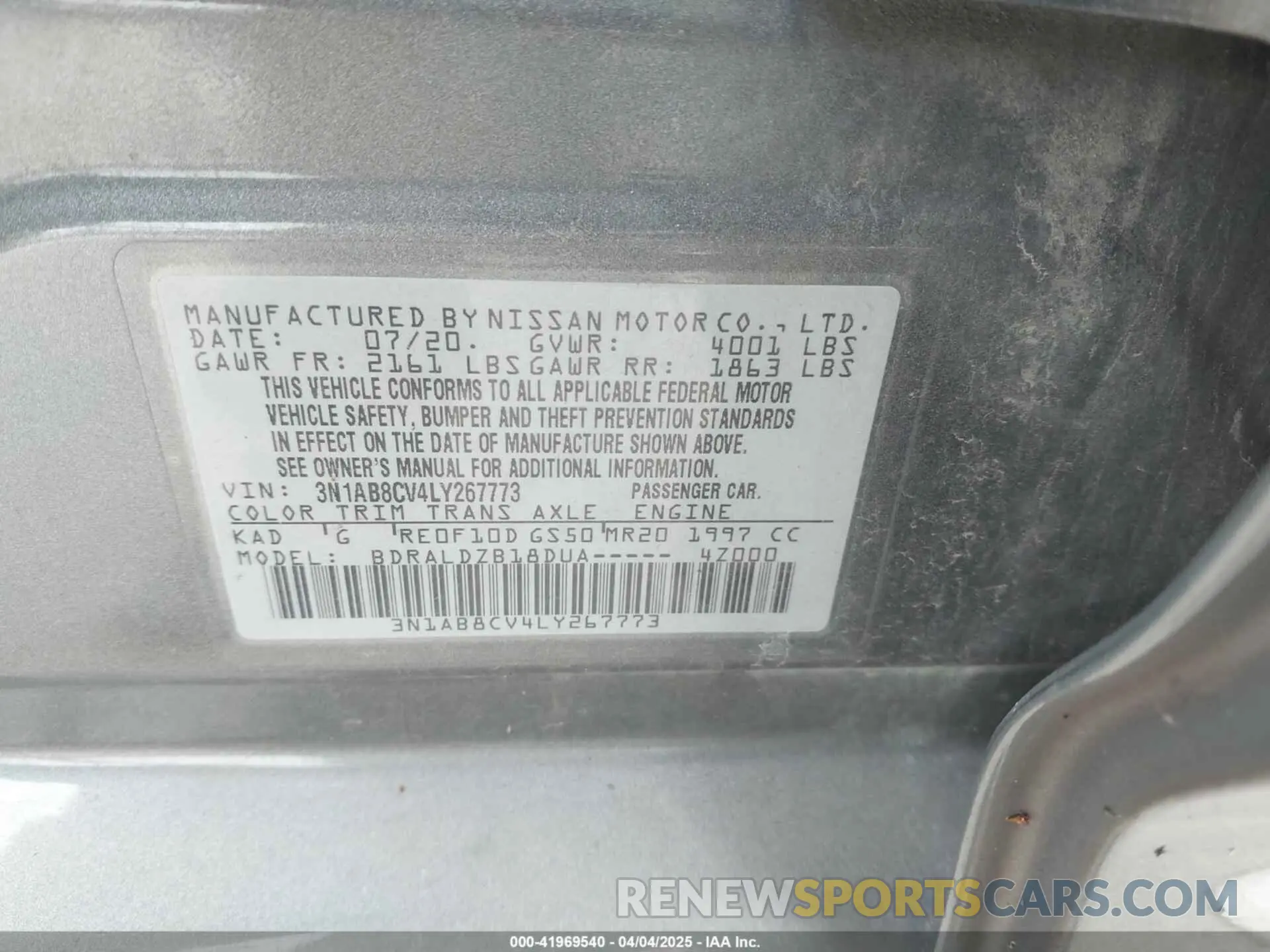 9 Фотография поврежденного автомобиля 3N1AB8CV4LY267773 NISSAN SENTRA 2020
