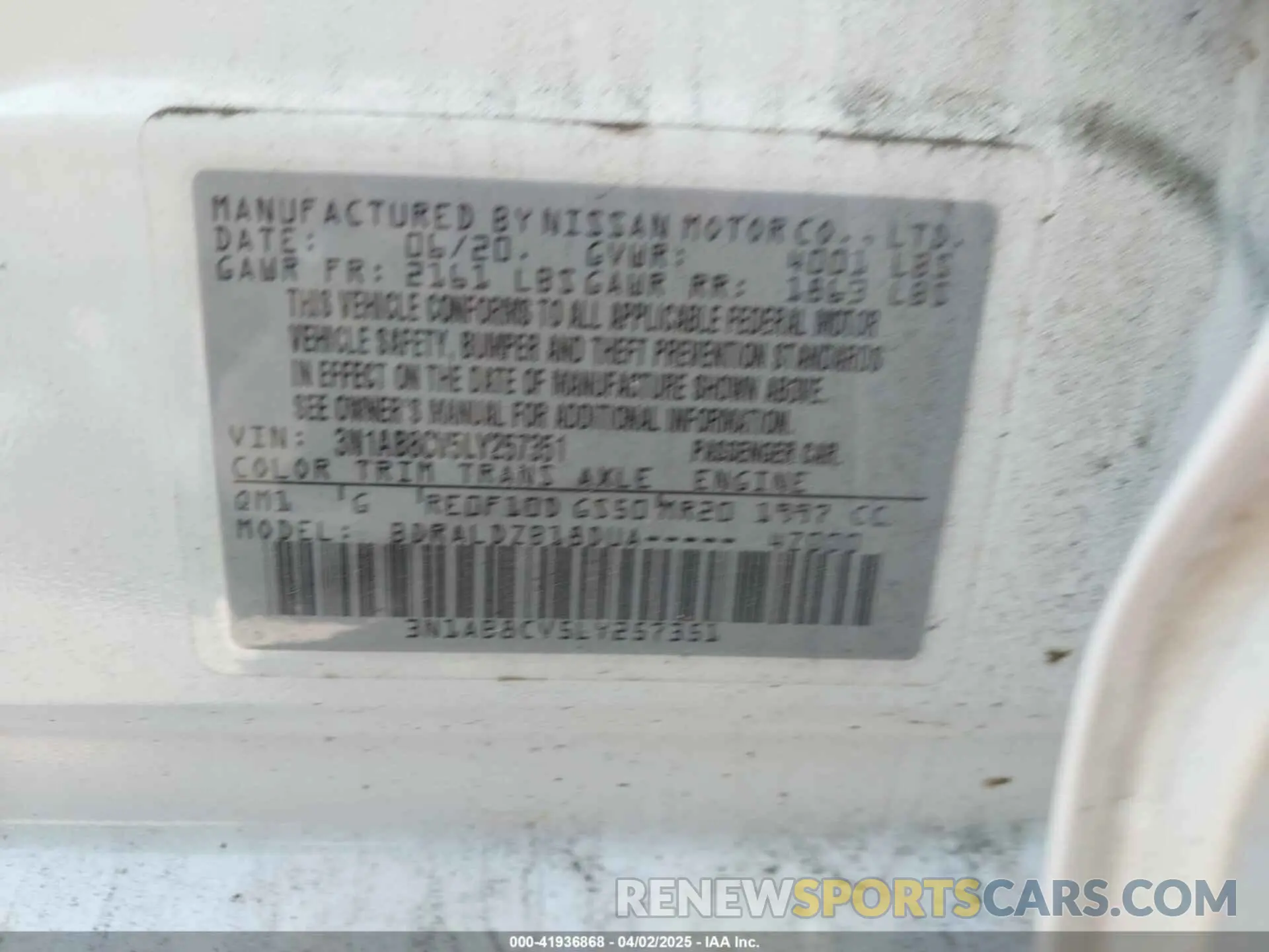 9 Фотография поврежденного автомобиля 3N1AB8CV5LY257351 NISSAN SENTRA 2020