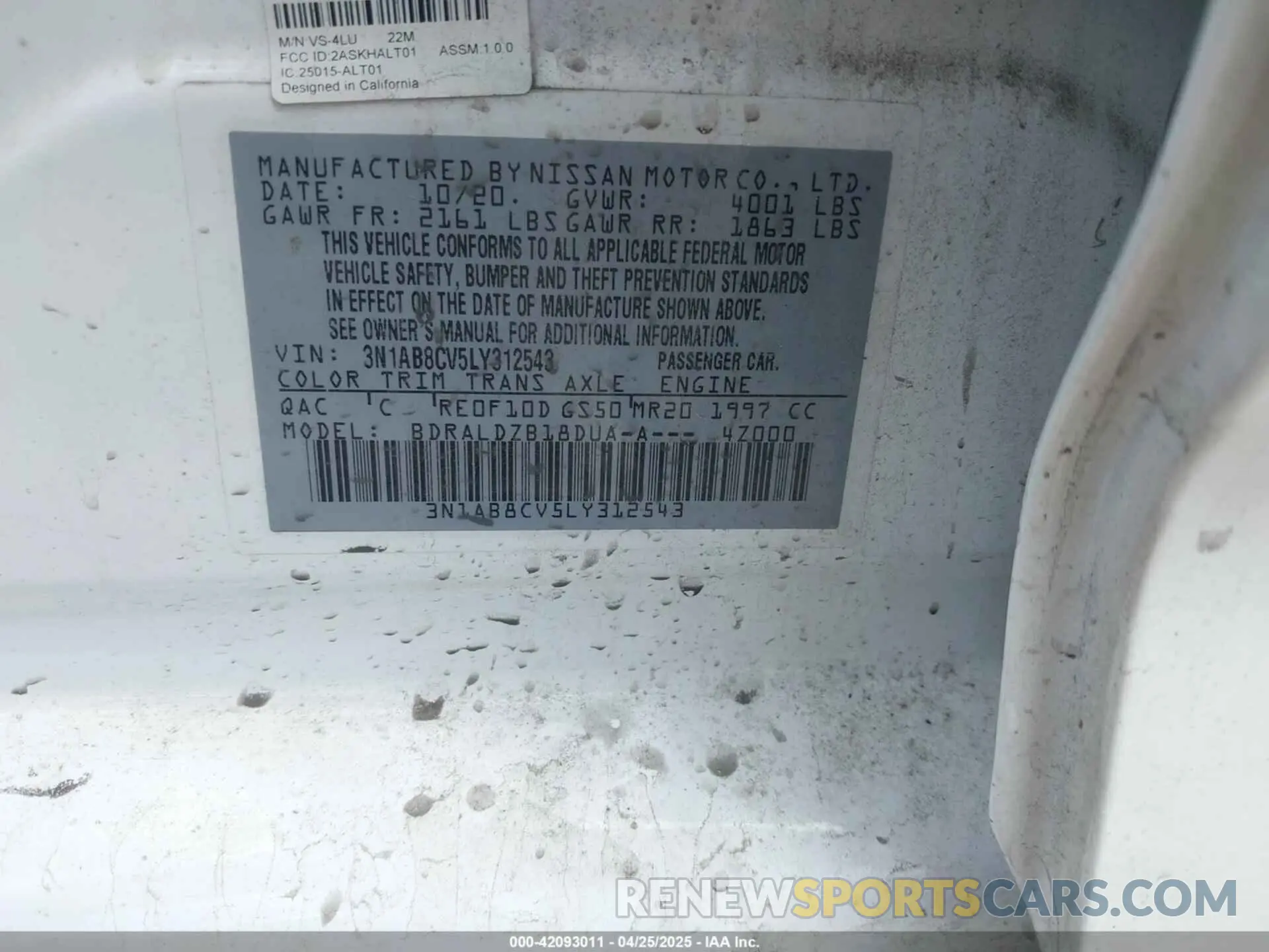 9 Photograph of a damaged car 3N1AB8CV5LY312543 NISSAN SENTRA 2020