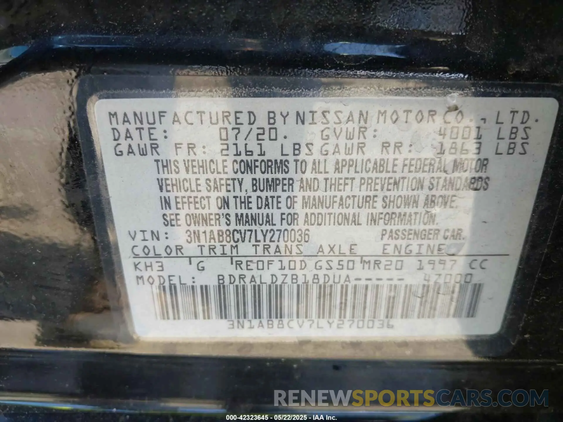 9 Фотография поврежденного автомобиля 3N1AB8CV7LY270036 NISSAN SENTRA 2020
