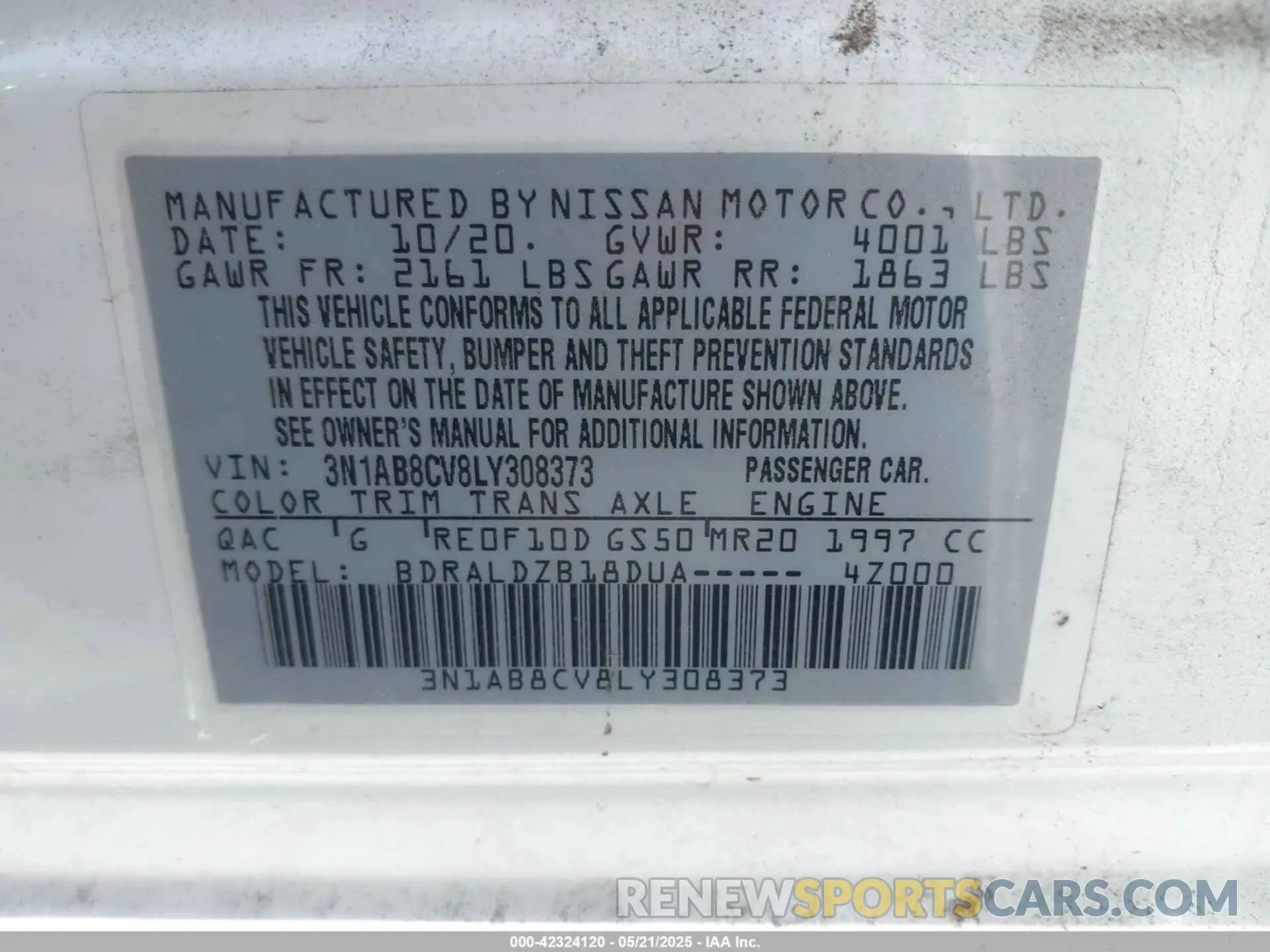 9 Photograph of a damaged car 3N1AB8CV8LY308373 NISSAN SENTRA 2020