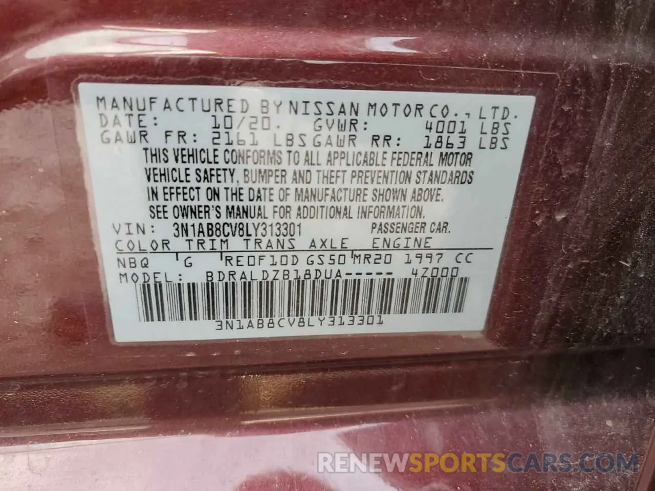 15 Photograph of a damaged car 3N1AB8CV8LY313301 NISSAN SENTRA 2020